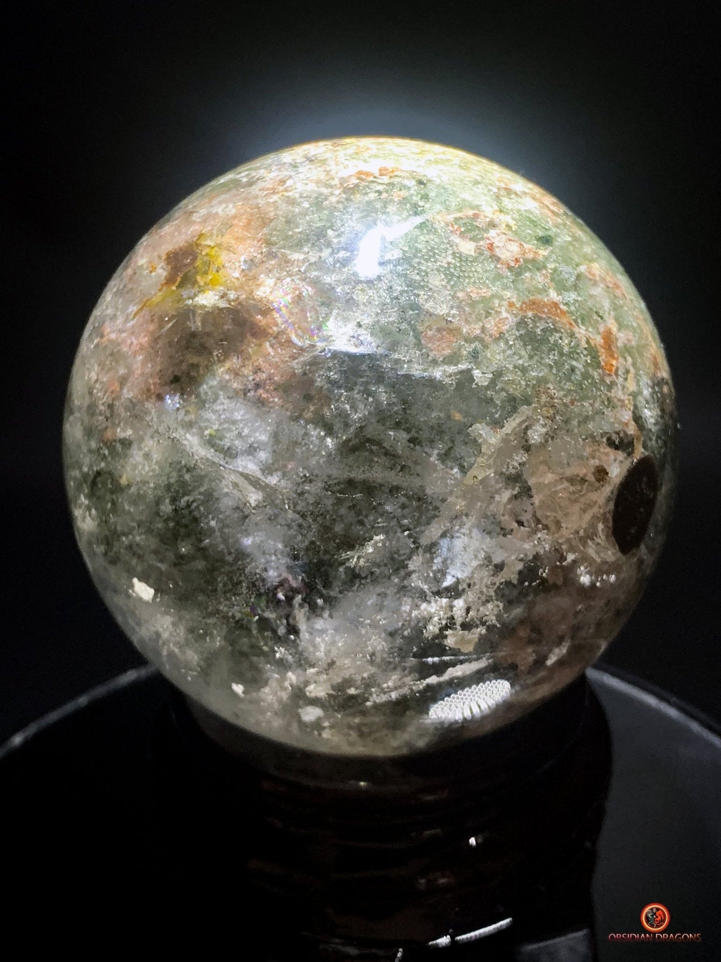 Sphère de Quartz Chlorite - Boule de Cristal - Quartz Jardin | obsidian dragons