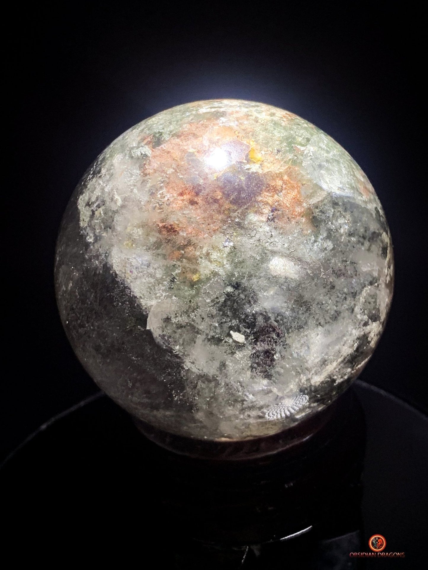 Sphère de Quartz Chlorite - Boule de Cristal - Quartz Jardin | obsidian dragons