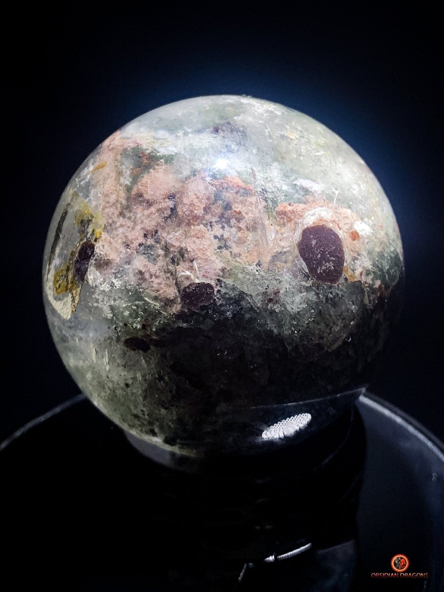 Sphère de Quartz Chlorite - Boule de Cristal - Quartz Jardin | obsidian dragons