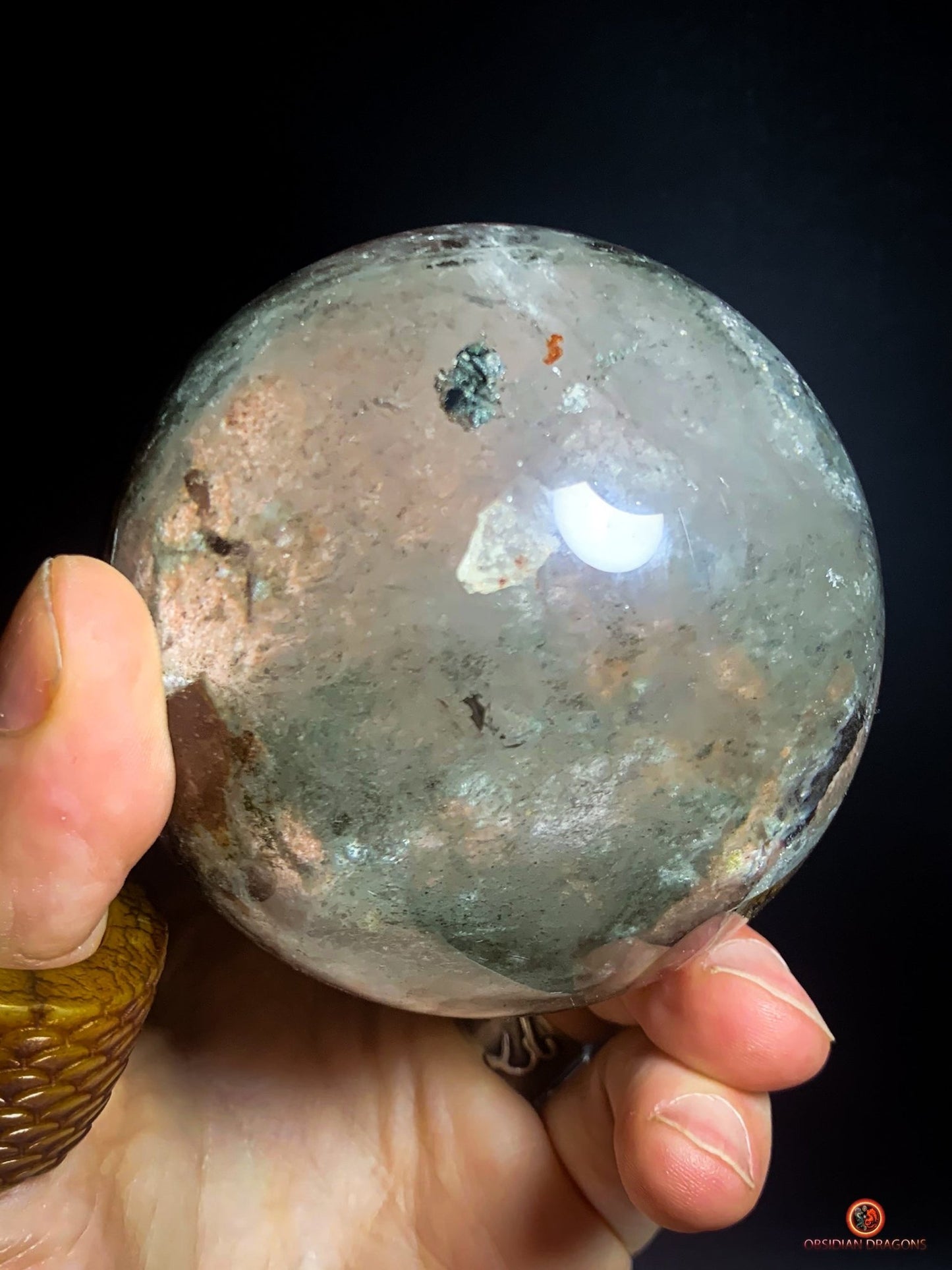 Sphère de Quartz Chlorite - Boule de Cristal - Quartz Jardin | obsidian dragons