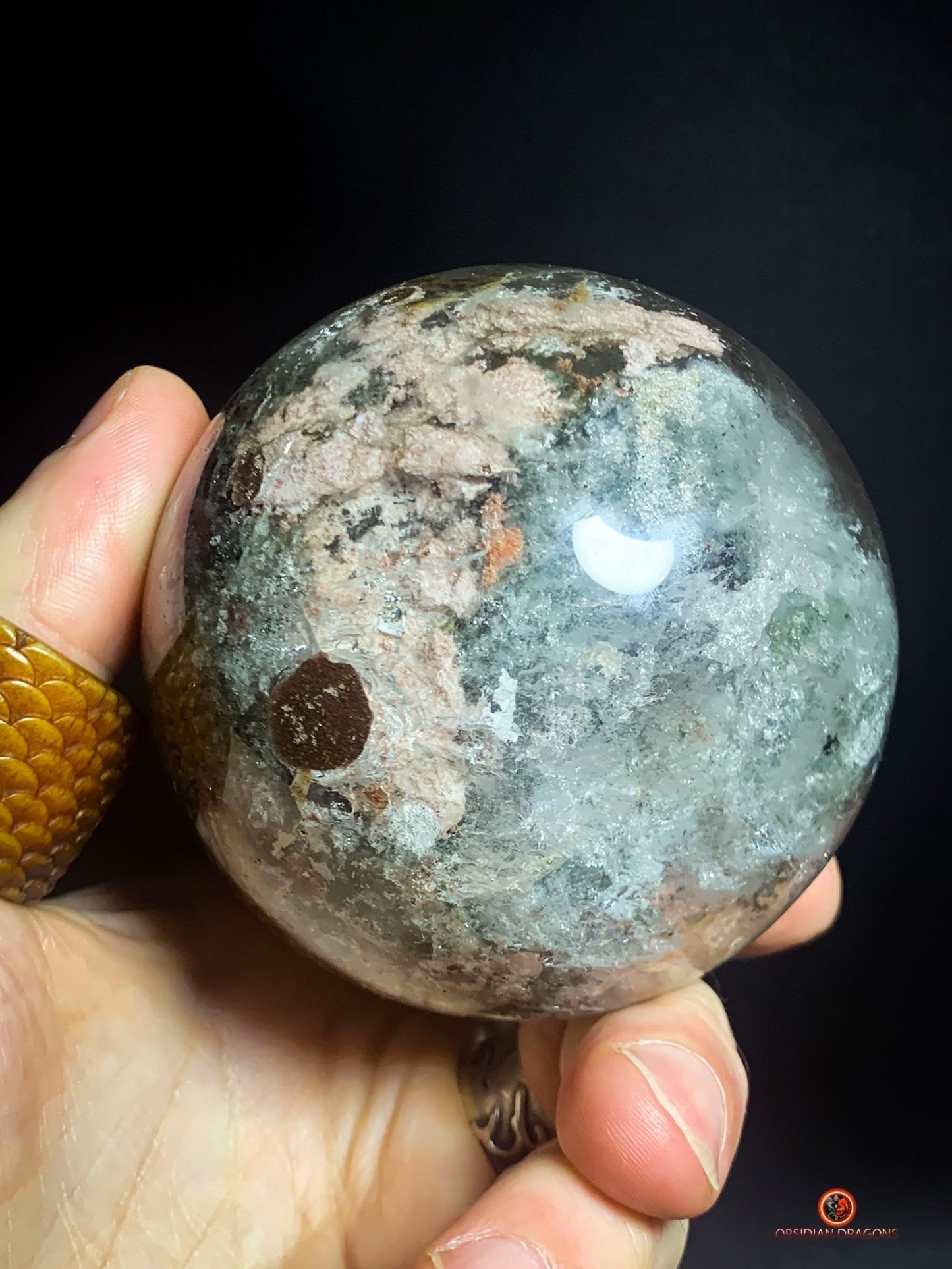 Sphère de Quartz Chlorite - Boule de Cristal - Quartz Jardin - obsidian dragons