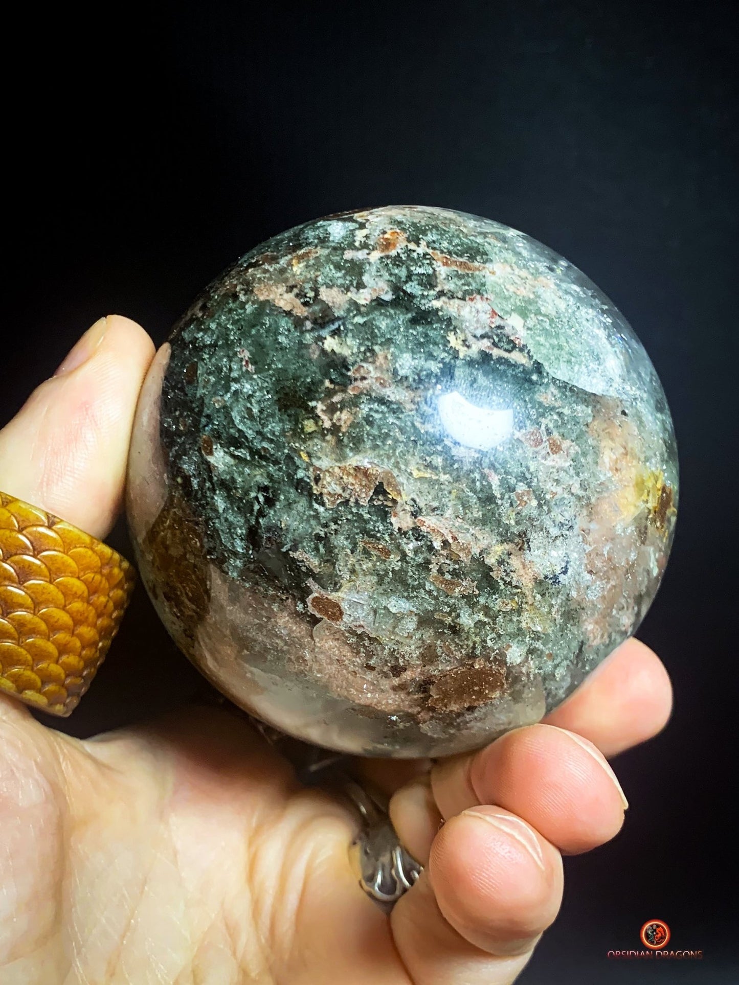 Sphère de Quartz Chlorite - Boule de Cristal - Quartz Jardin | obsidian dragons