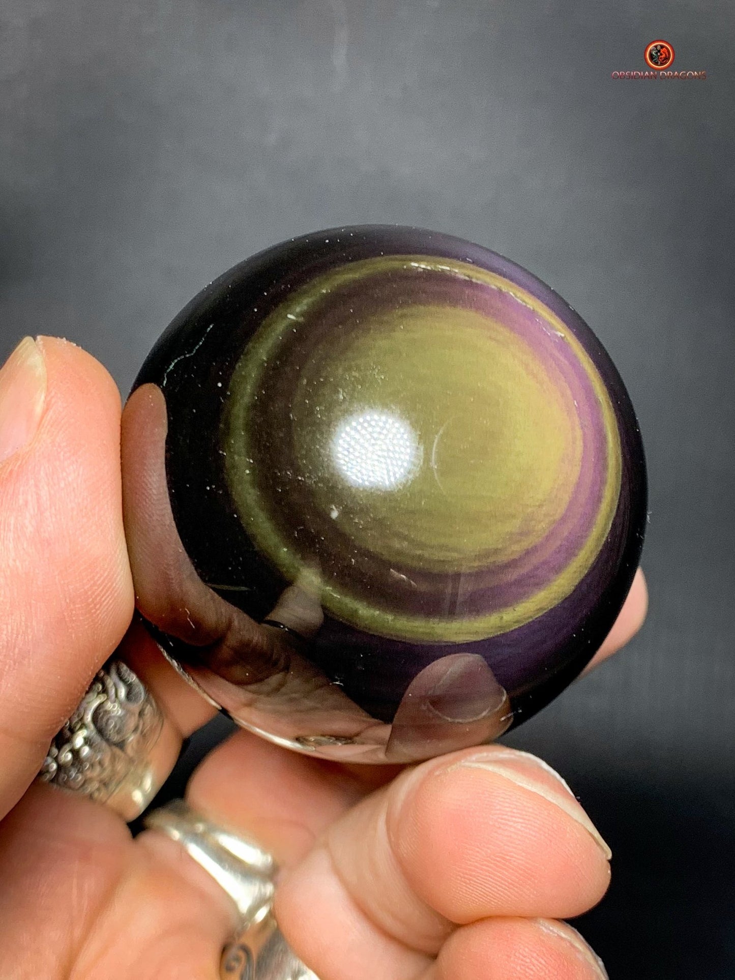 Sphère en Obsidienne Œil Céleste - Diamètre 5.13cm - 0.168kg | obsidian dragons