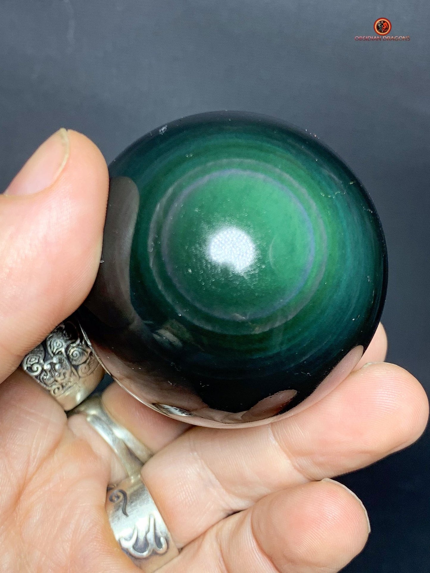 Sphère en Obsidienne Œil Céleste - Diamètre 5.53cm - 0.221kg | obsidian dragons