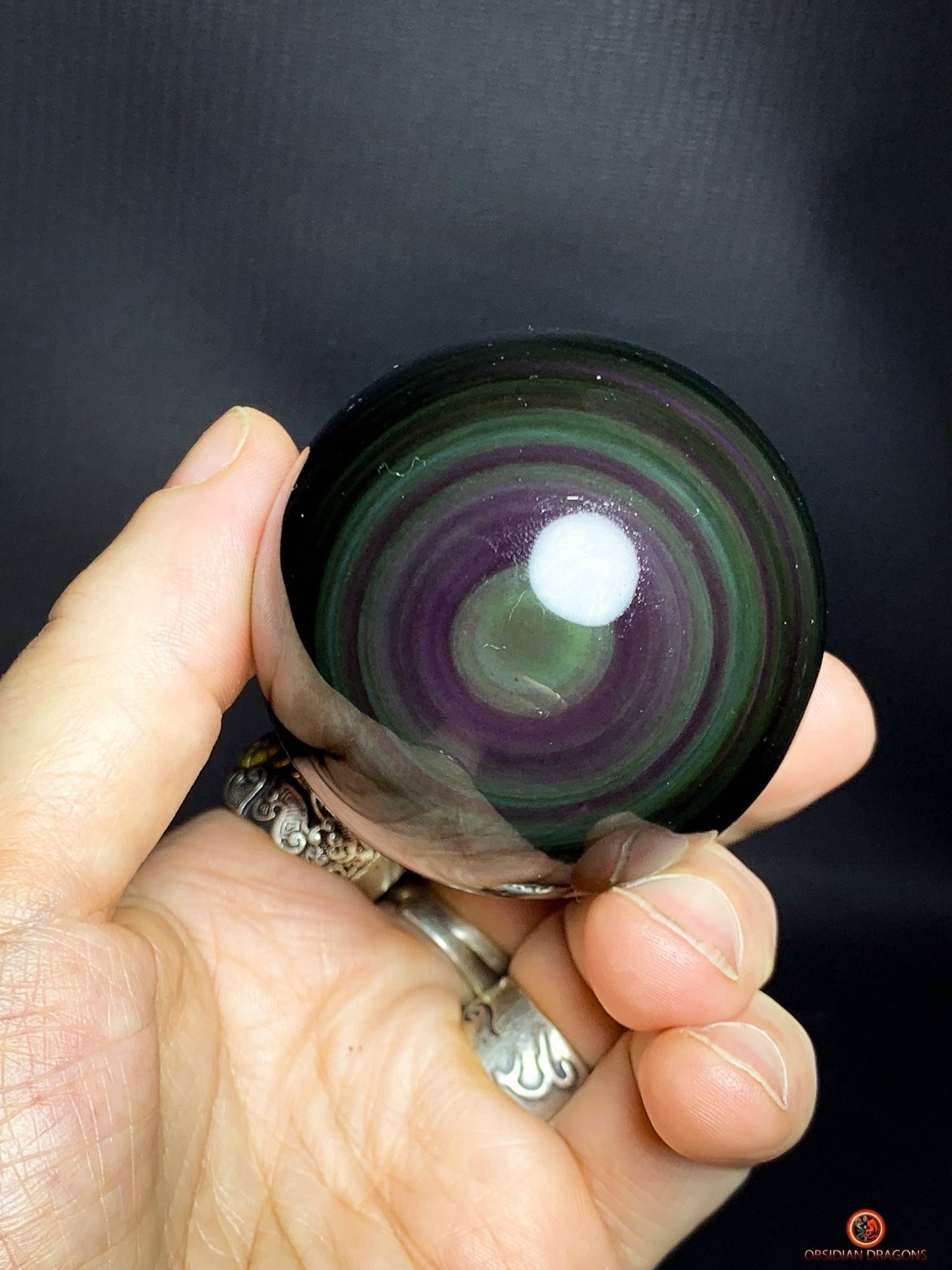 Sphère en Obsidienne Œil Céleste - Diamètre 6cm - 0 259kg | obsidian dragons