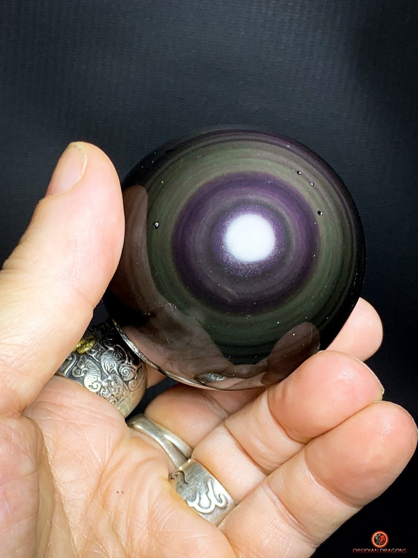 Sphère en Obsidienne Œil Céleste - Diamètre 6cm - 0 259kg | obsidian dragons