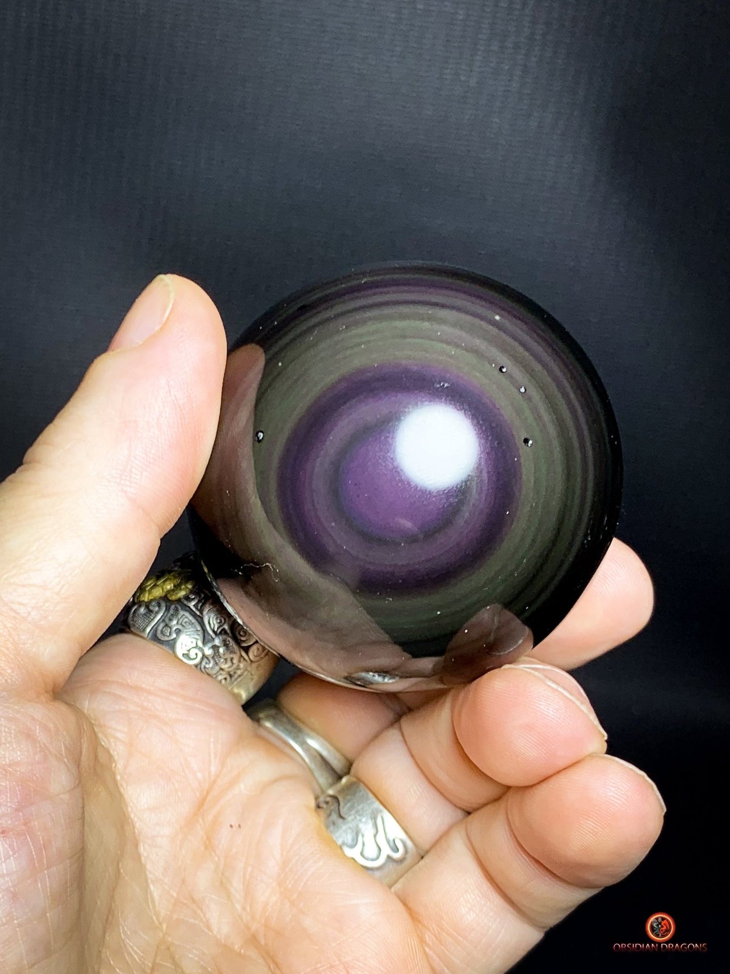 Sphère en Obsidienne Œil Céleste - Diamètre 6cm - 0 259kg | obsidian dragons