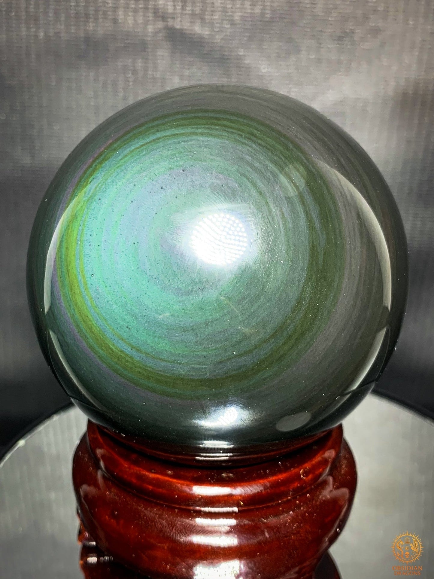 Sphère en Obsidienne Œil Céleste - Diamètre 8.44cm - 0.733kg | obsidian dragons