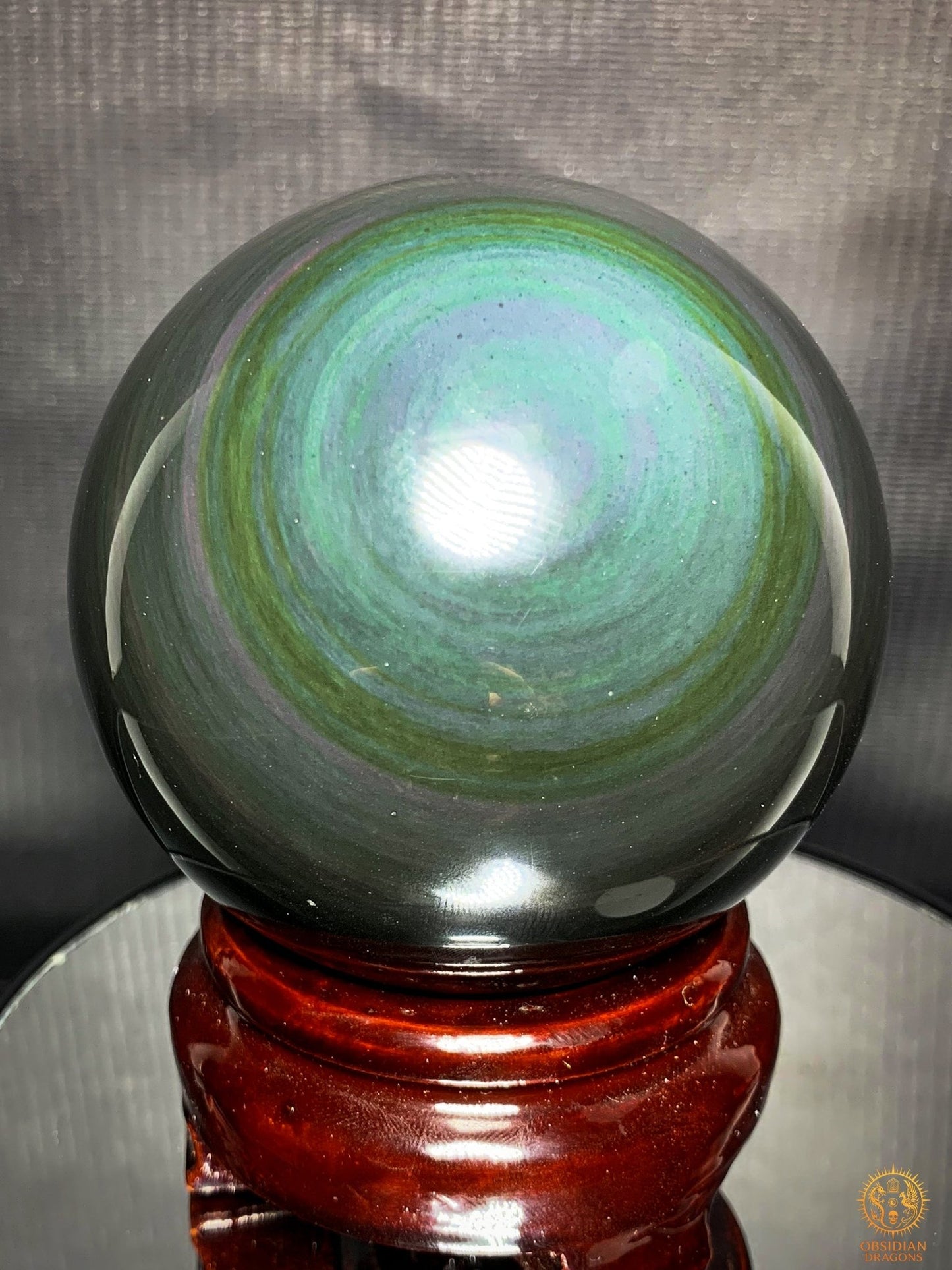 Sphère en Obsidienne Œil Céleste - Diamètre 8.44cm - 0.733kg | obsidian dragons