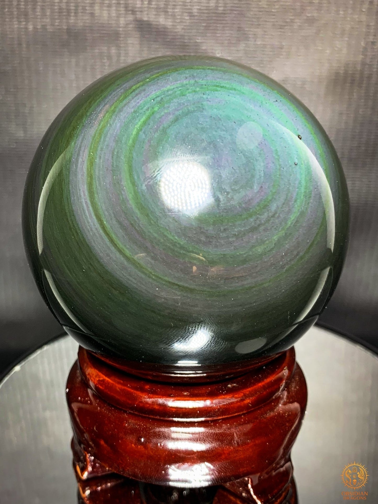 Sphère en Obsidienne Œil Céleste - Diamètre 8.44cm - 0.733kg | obsidian dragons