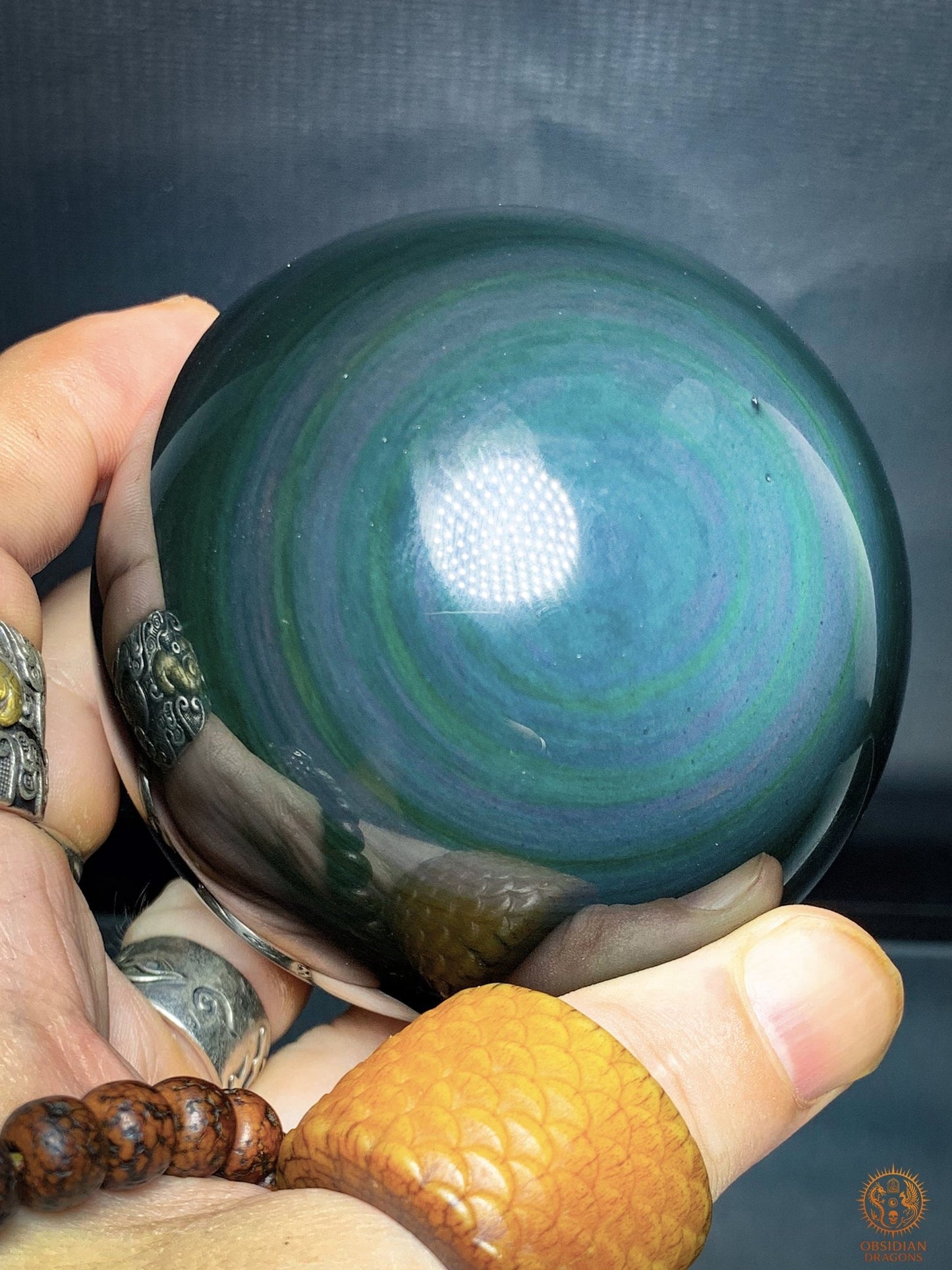 Sphère en Obsidienne Œil Céleste - Diamètre 8.44cm - 0.733kg | obsidian dragons
