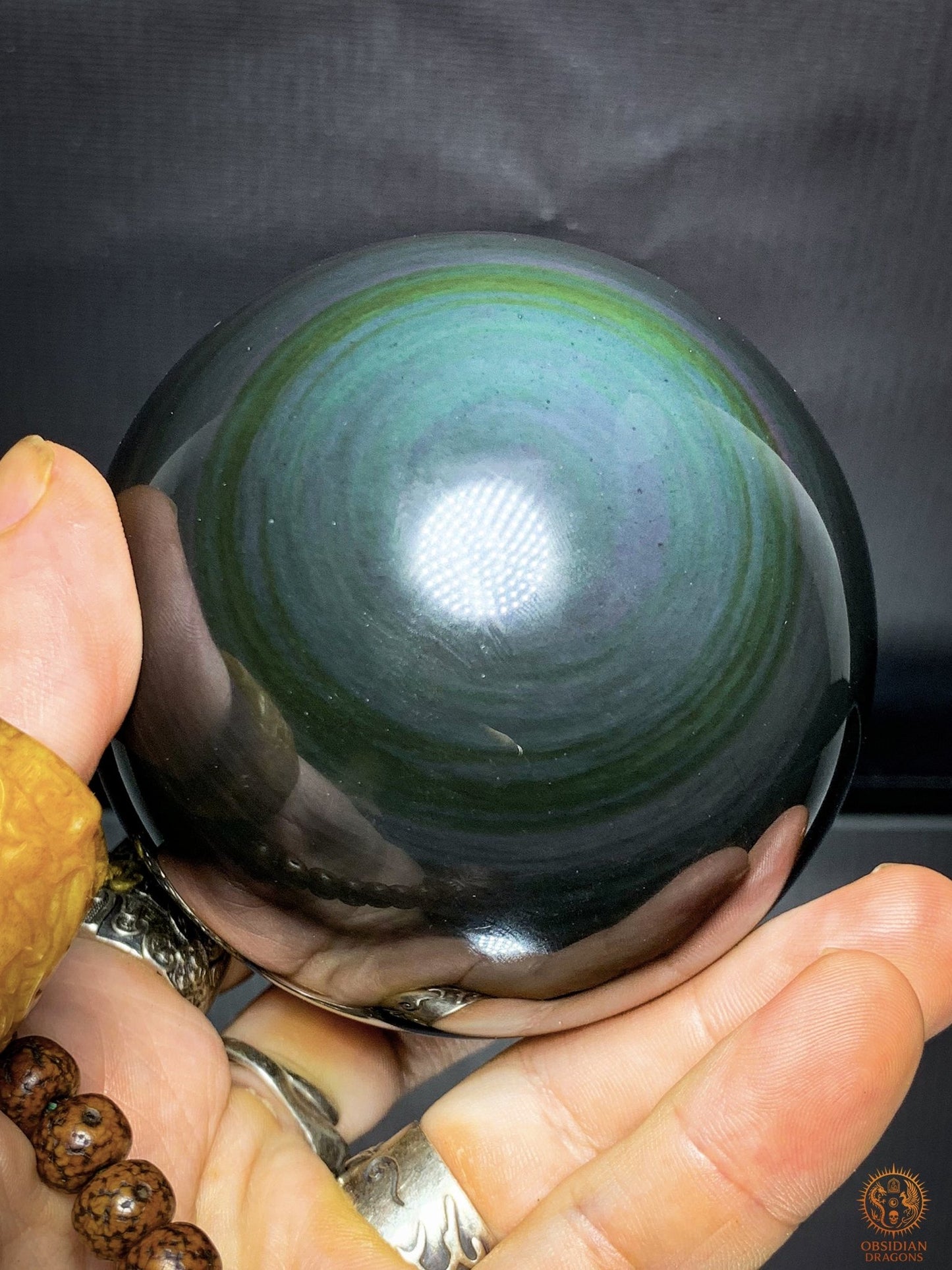 Sphère en Obsidienne Œil Céleste - Diamètre 8.44cm - 0.733kg | obsidian dragons