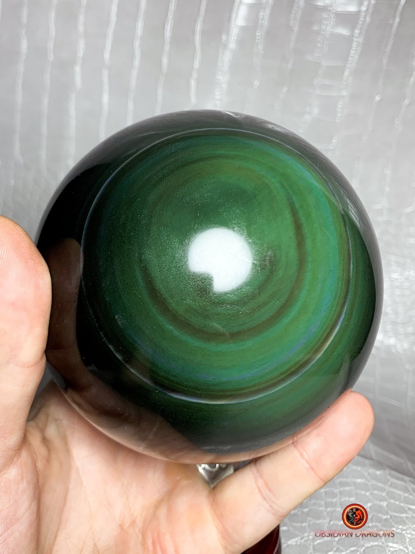 Sphère en Obsidienne œil Céleste- Diamètre 10.83cm- 1.297_kg | obsidian dragons