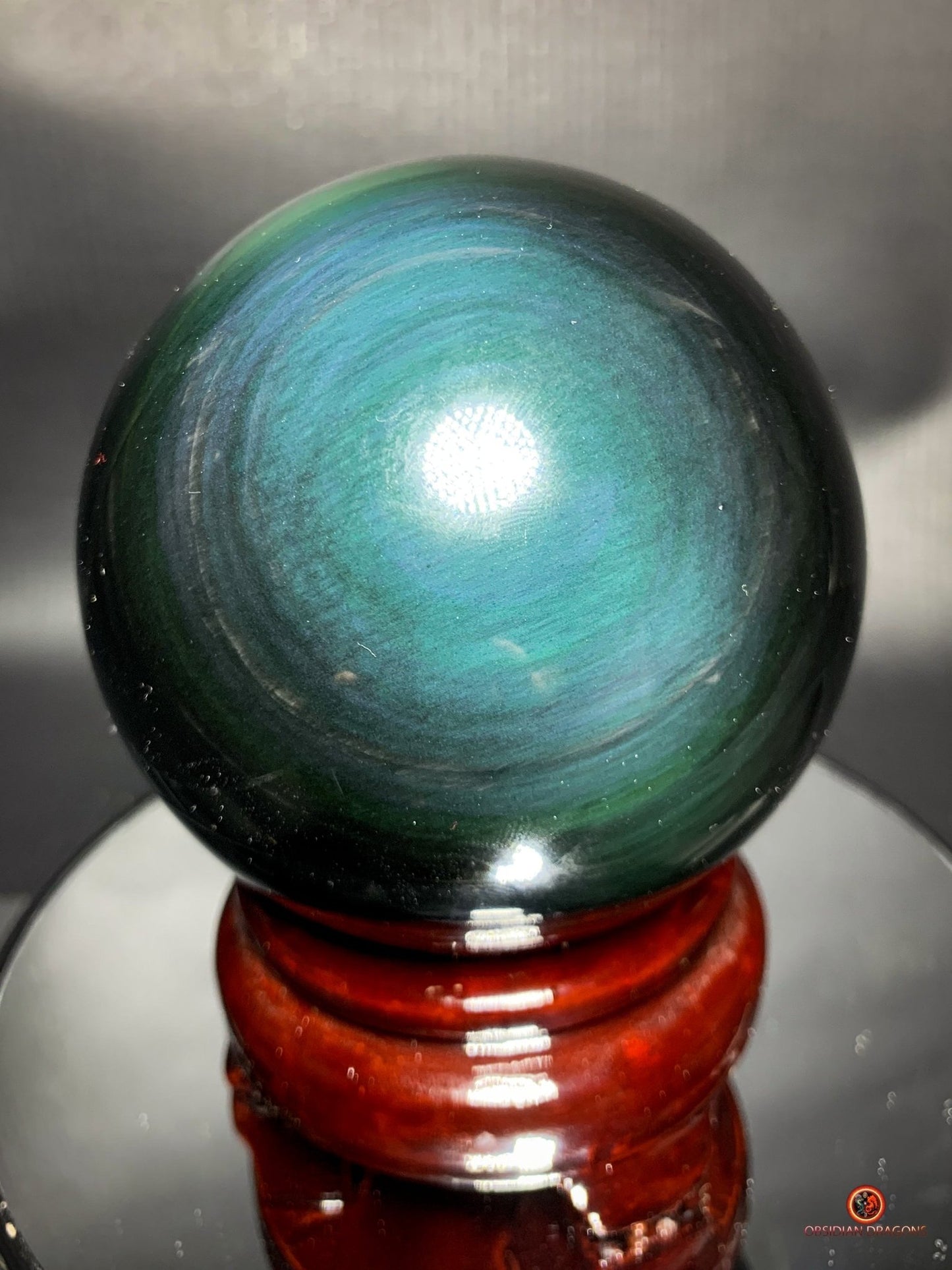Sphère en Obsidienne Œil Céleste - Diamètre 8.27cm- 0.731kg | obsidian dragons