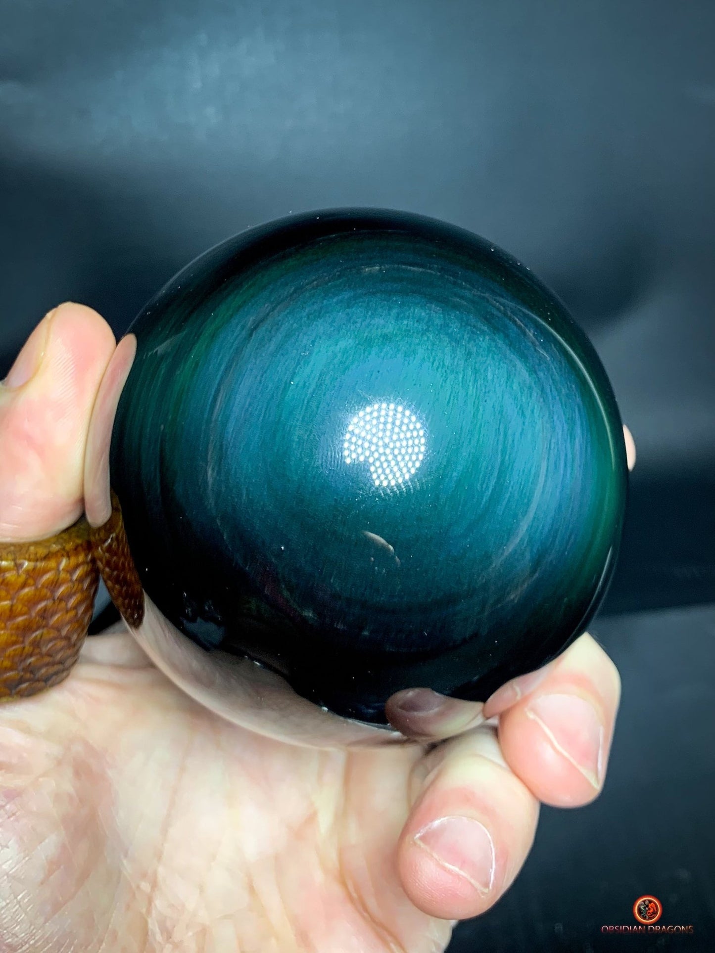 Sphère en Obsidienne Œil Céleste - Diamètre 8.27cm- 0.731kg | obsidian dragons