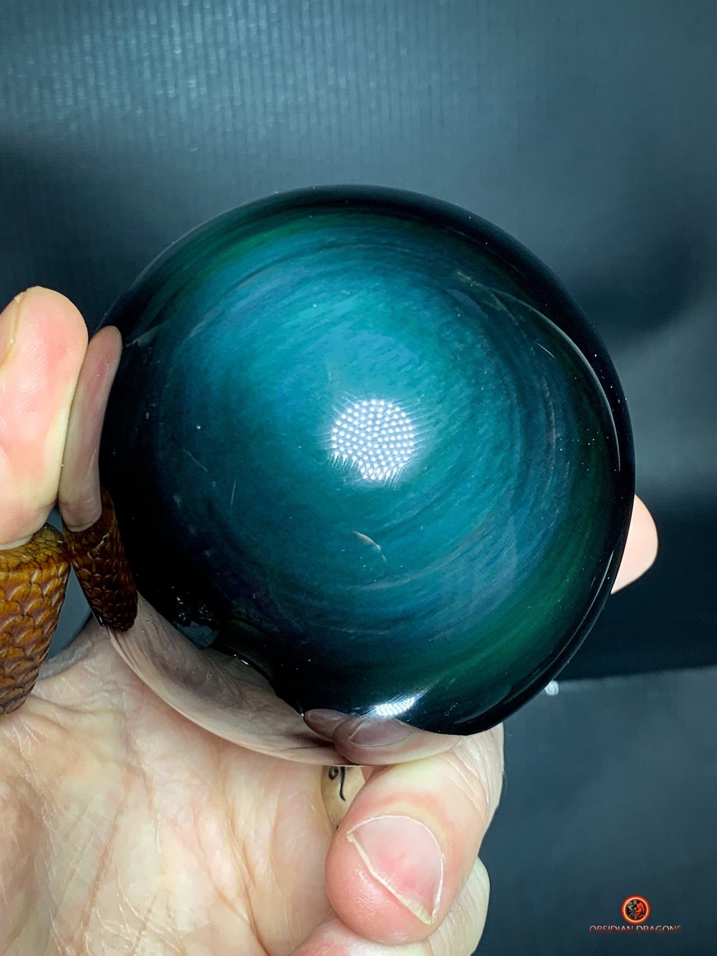 Sphère en Obsidienne Œil Céleste - Diamètre 8.27cm- 0.731kg | obsidian dragons