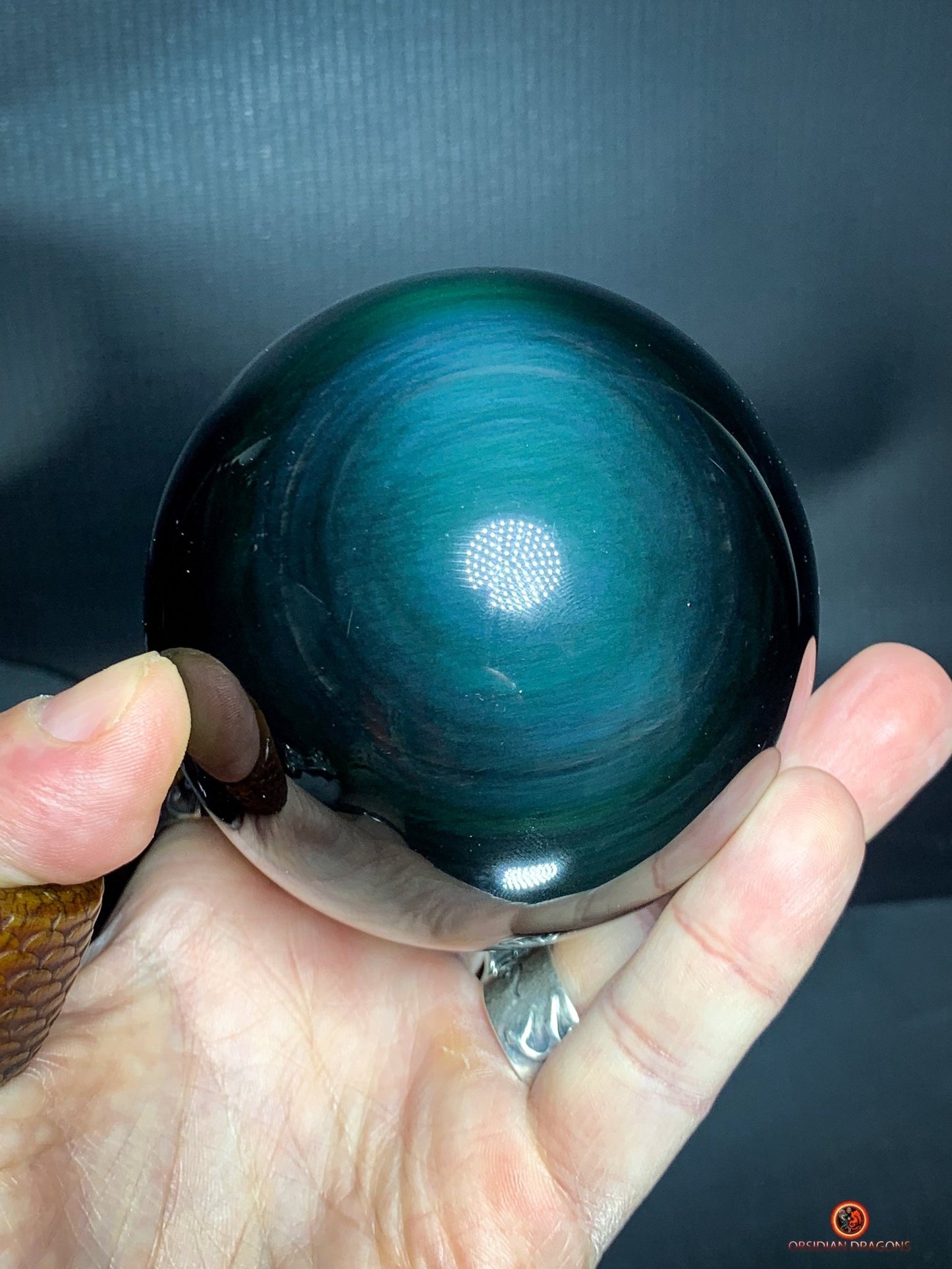 Sphère en Obsidienne Œil Céleste - Diamètre 8.27cm- 0.731kg | obsidian dragons