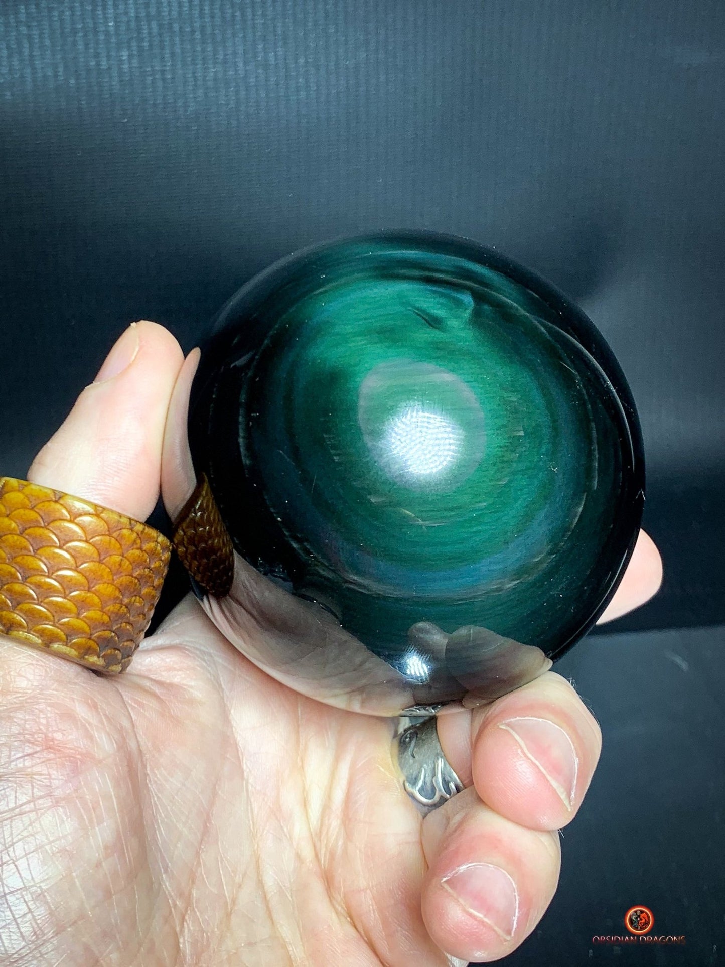 Sphère en Obsidienne Œil Céleste - Diamètre 8.27cm- 0.731kg | obsidian dragons