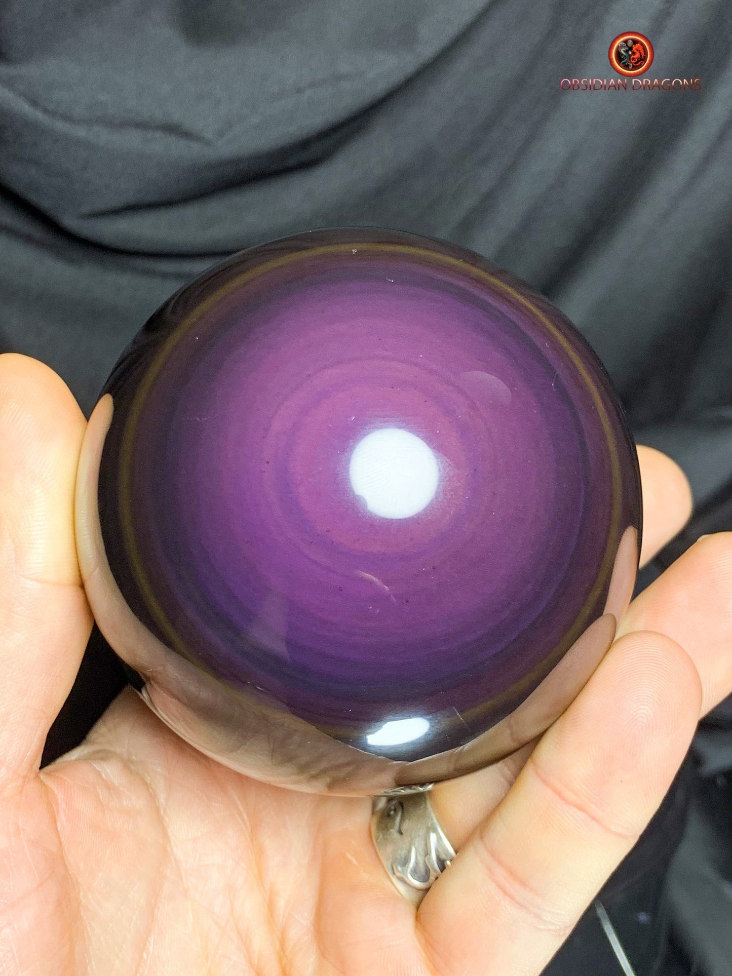 Sphère en Obsidienne œil Céleste- Diamètre 8.28cm- 0.660kg | obsidian dragons