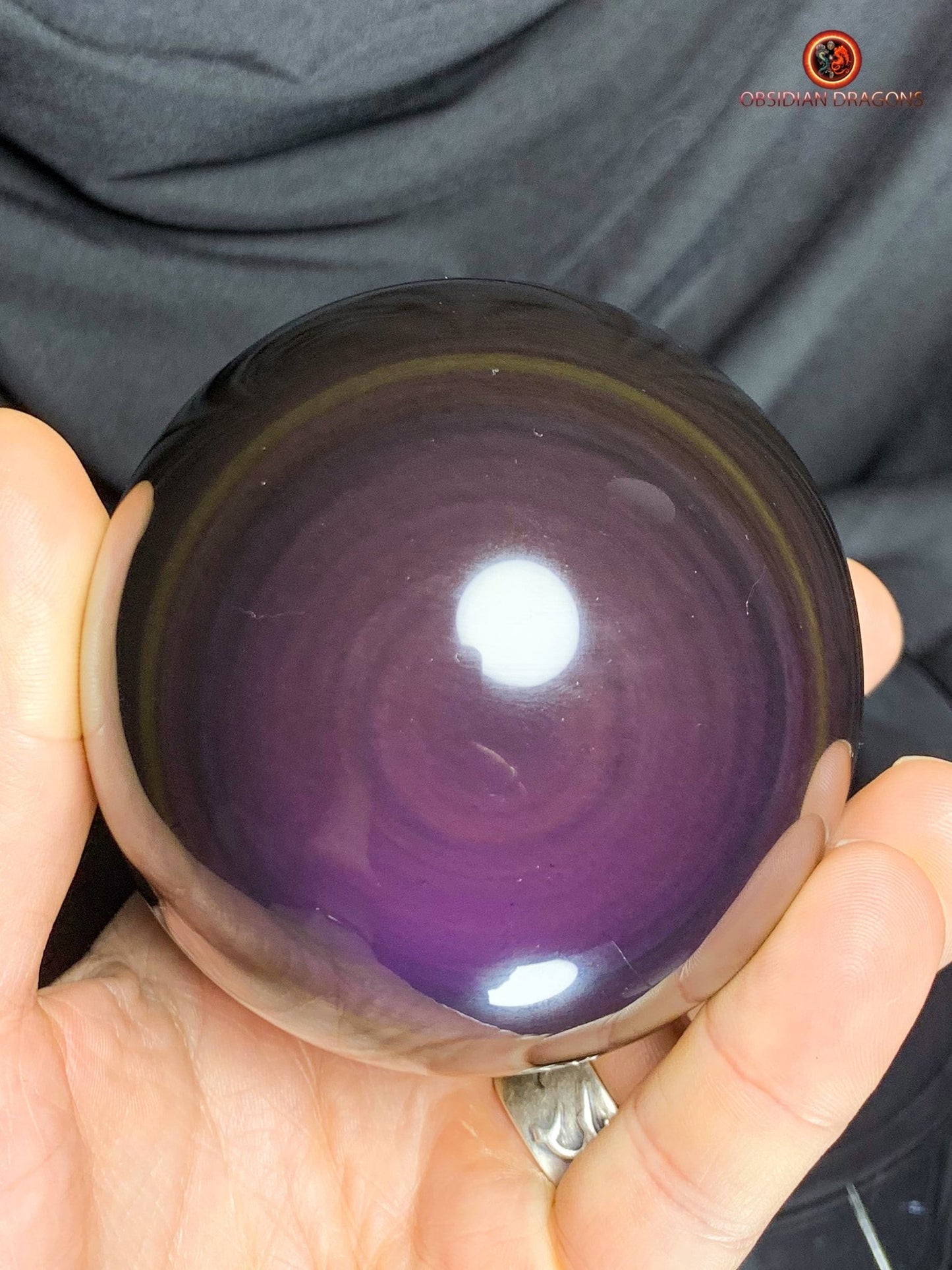 Sphère en Obsidienne œil Céleste- Diamètre 8.28cm- 0.660kg | obsidian dragons