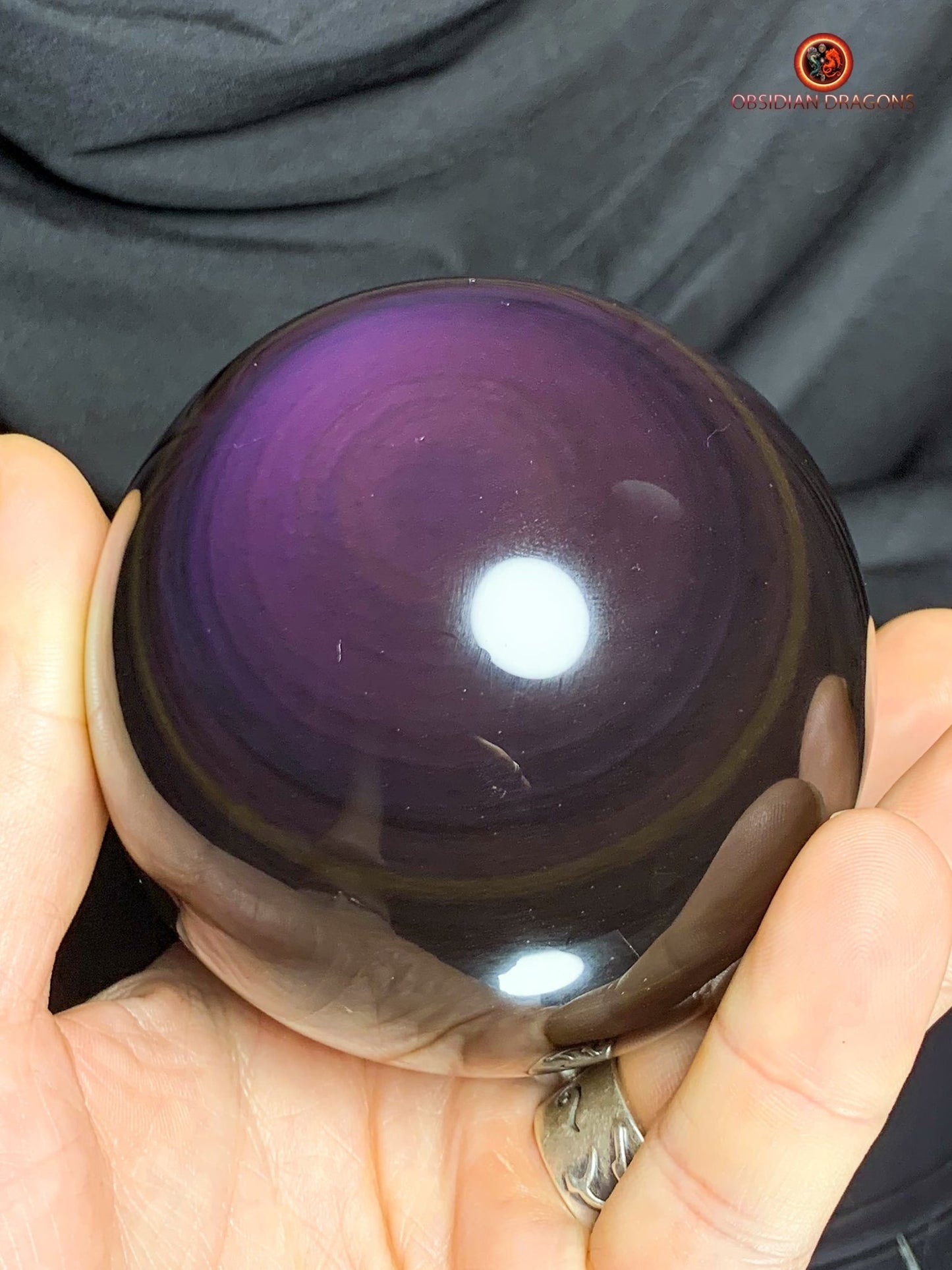 Sphère en Obsidienne œil Céleste- Diamètre 8.28cm- 0.660kg | obsidian dragons