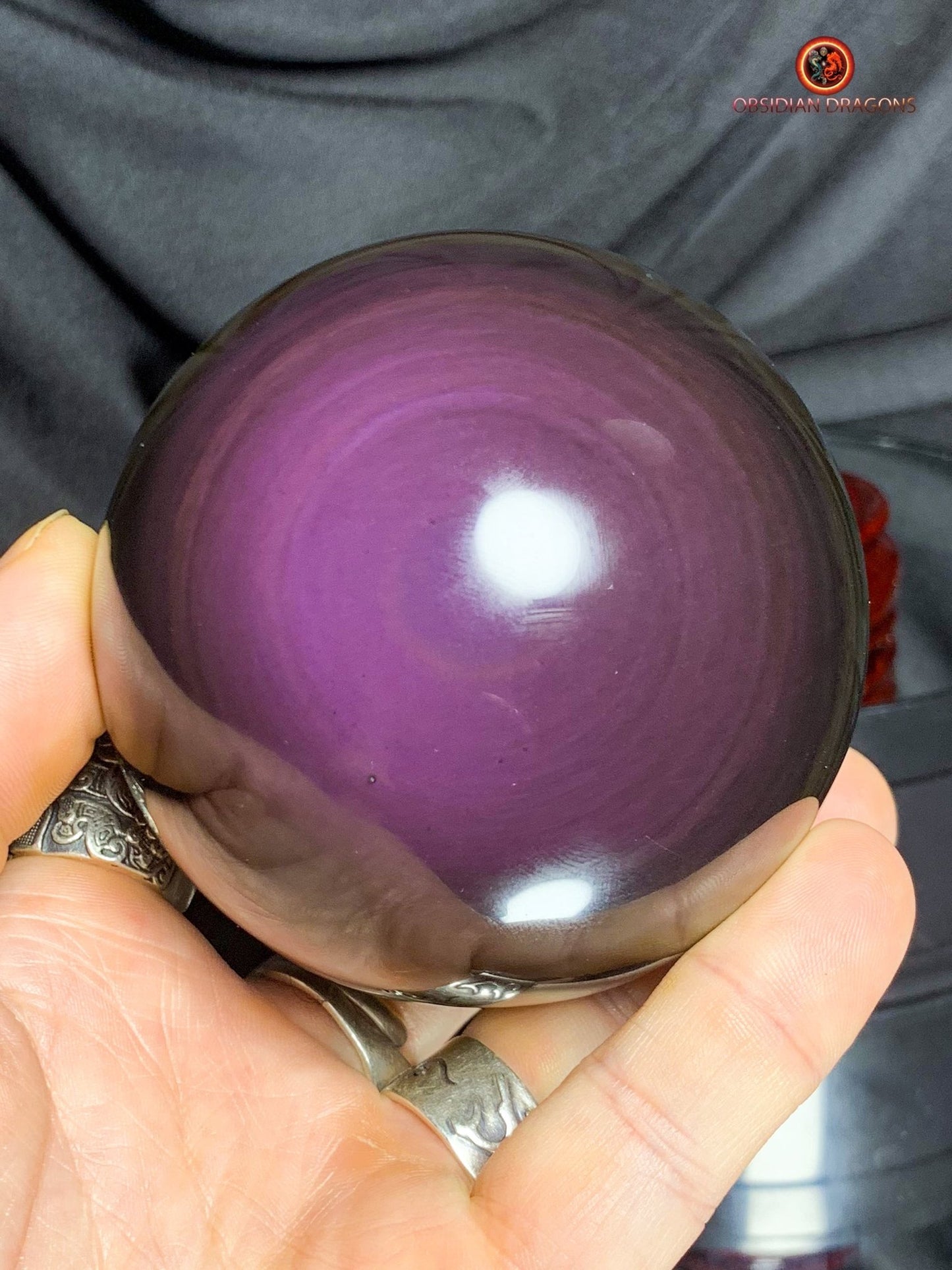 Sphère en Obsidienne œil Céleste- Diamètre 8.28cm- 0.660kg | obsidian dragons