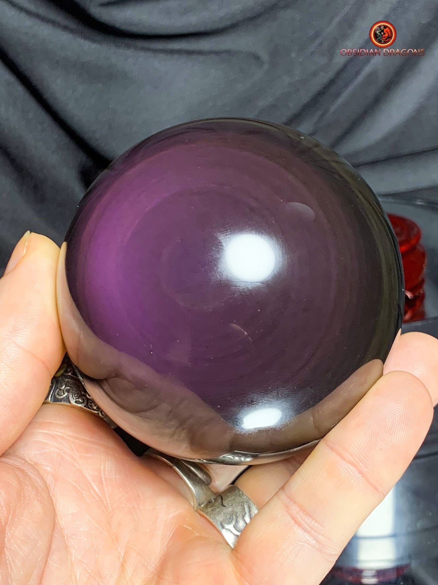 Sphère en Obsidienne œil Céleste- Diamètre 8.28cm- 0.660kg | obsidian dragons