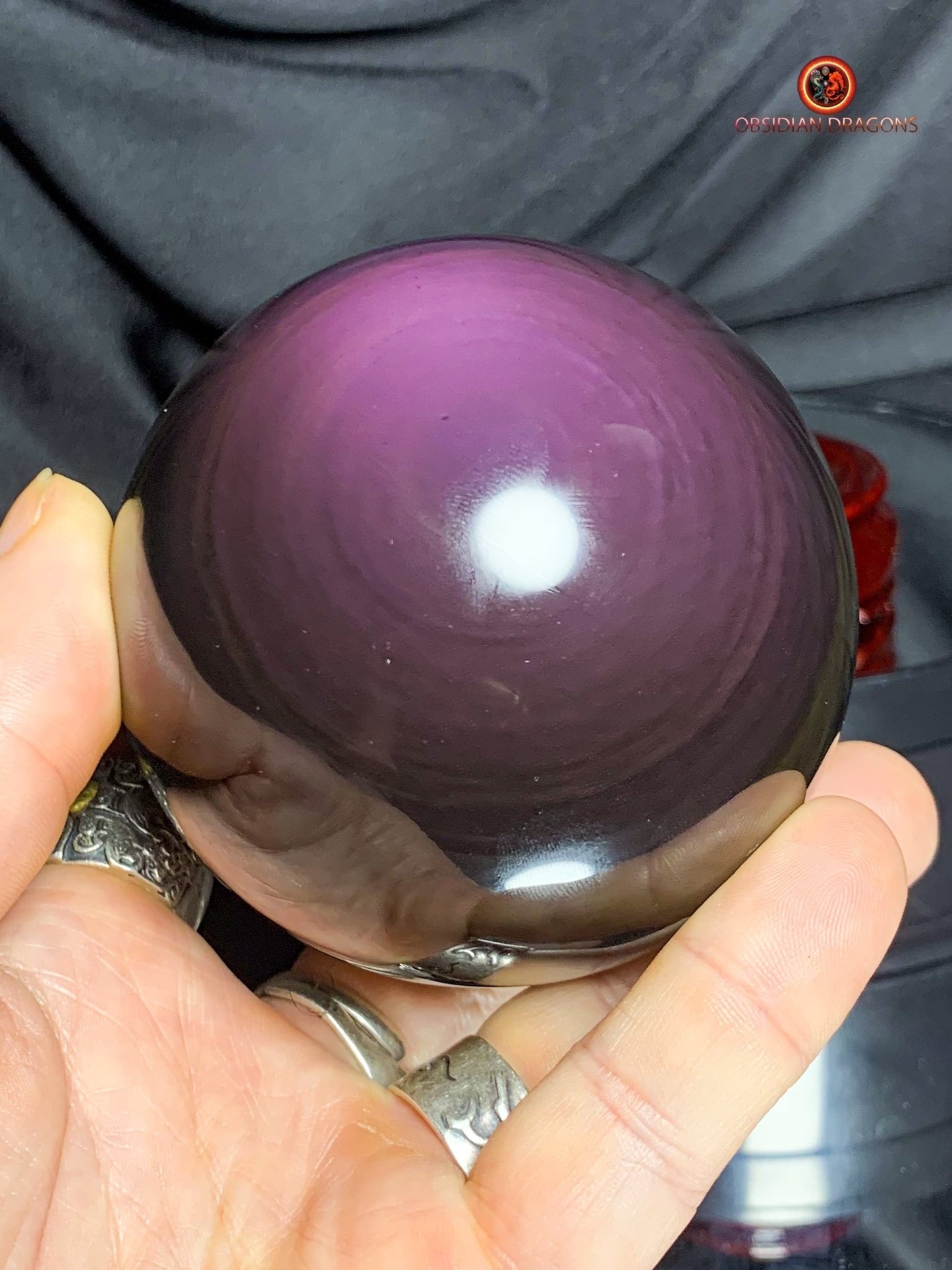 Sphère en Obsidienne œil Céleste- Diamètre 8.28cm- 0.660kg | obsidian dragons