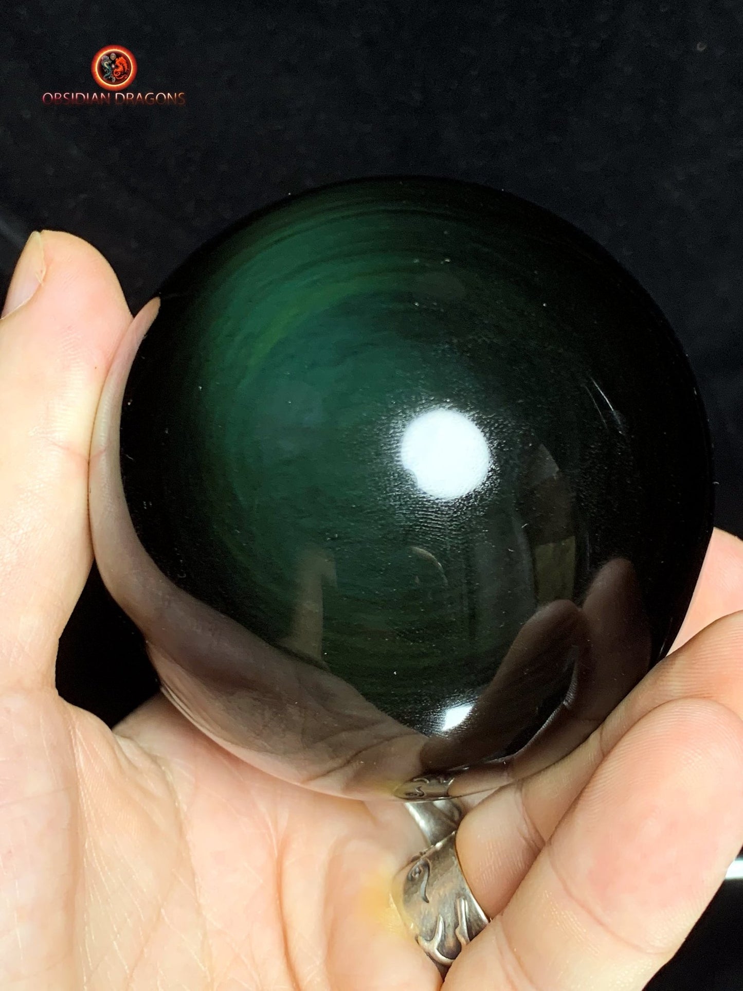 Sphère en Obsidienne Mentogochol- Diamètre 8.60cm- 0.665kg | obsidian dragons
