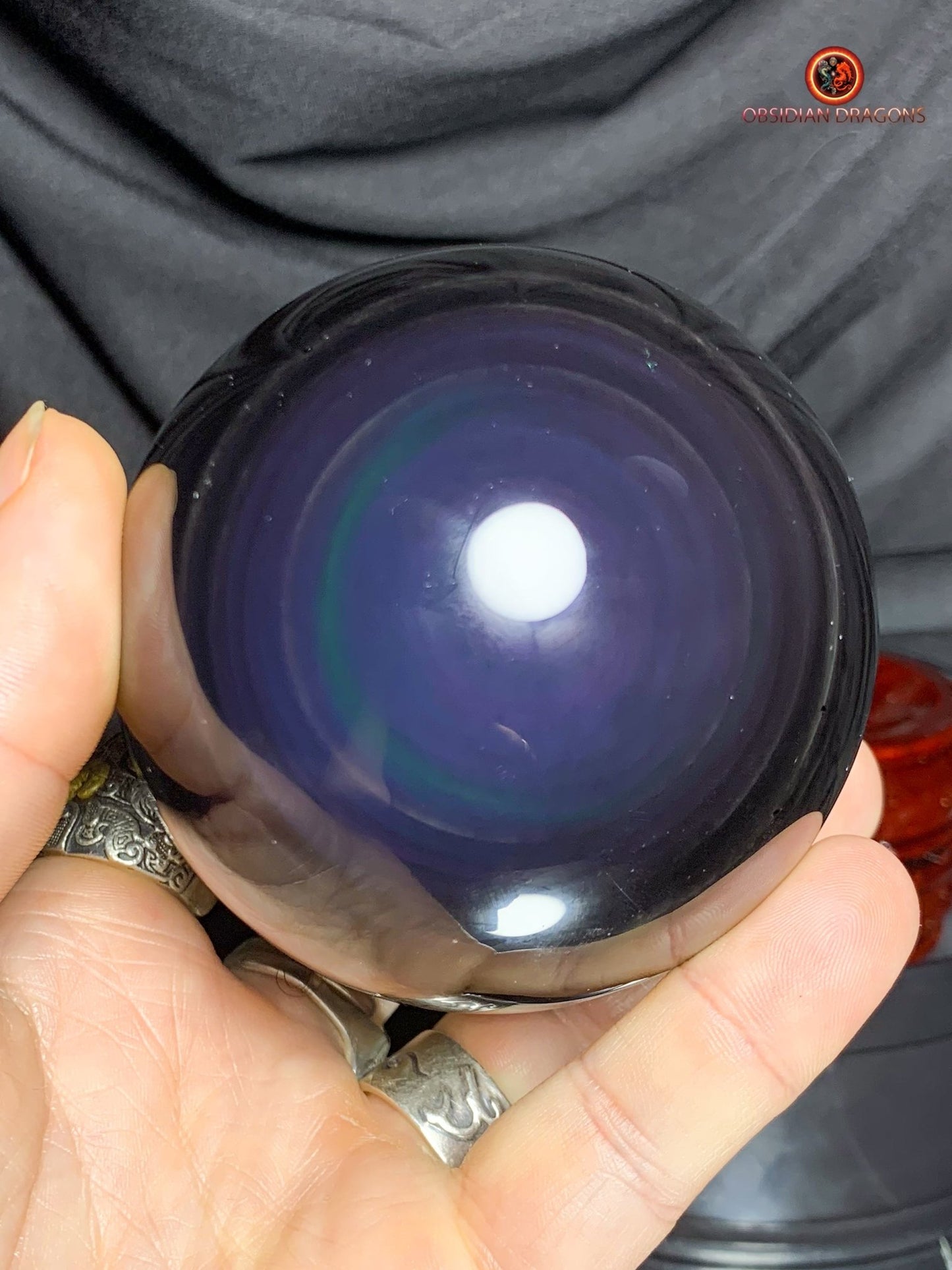 Sphère en Obsidienne œil Céleste- Diamètre 7.96cm- 0.606kg | obsidian dragons