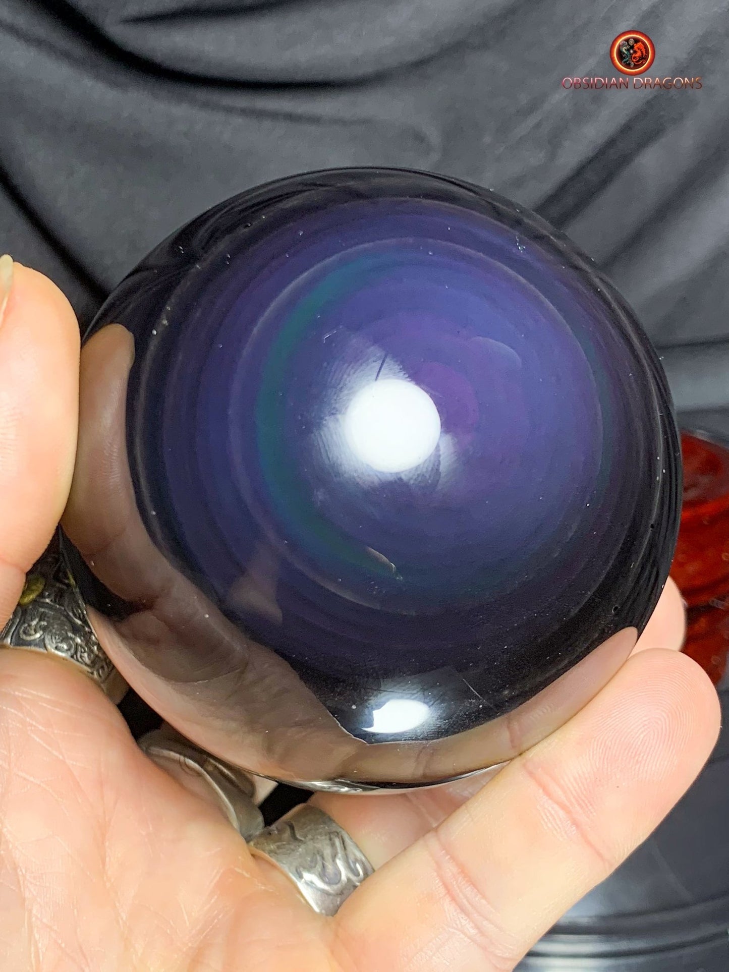 Sphère en Obsidienne œil Céleste- Diamètre 7.96cm- 0.606kg | obsidian dragons