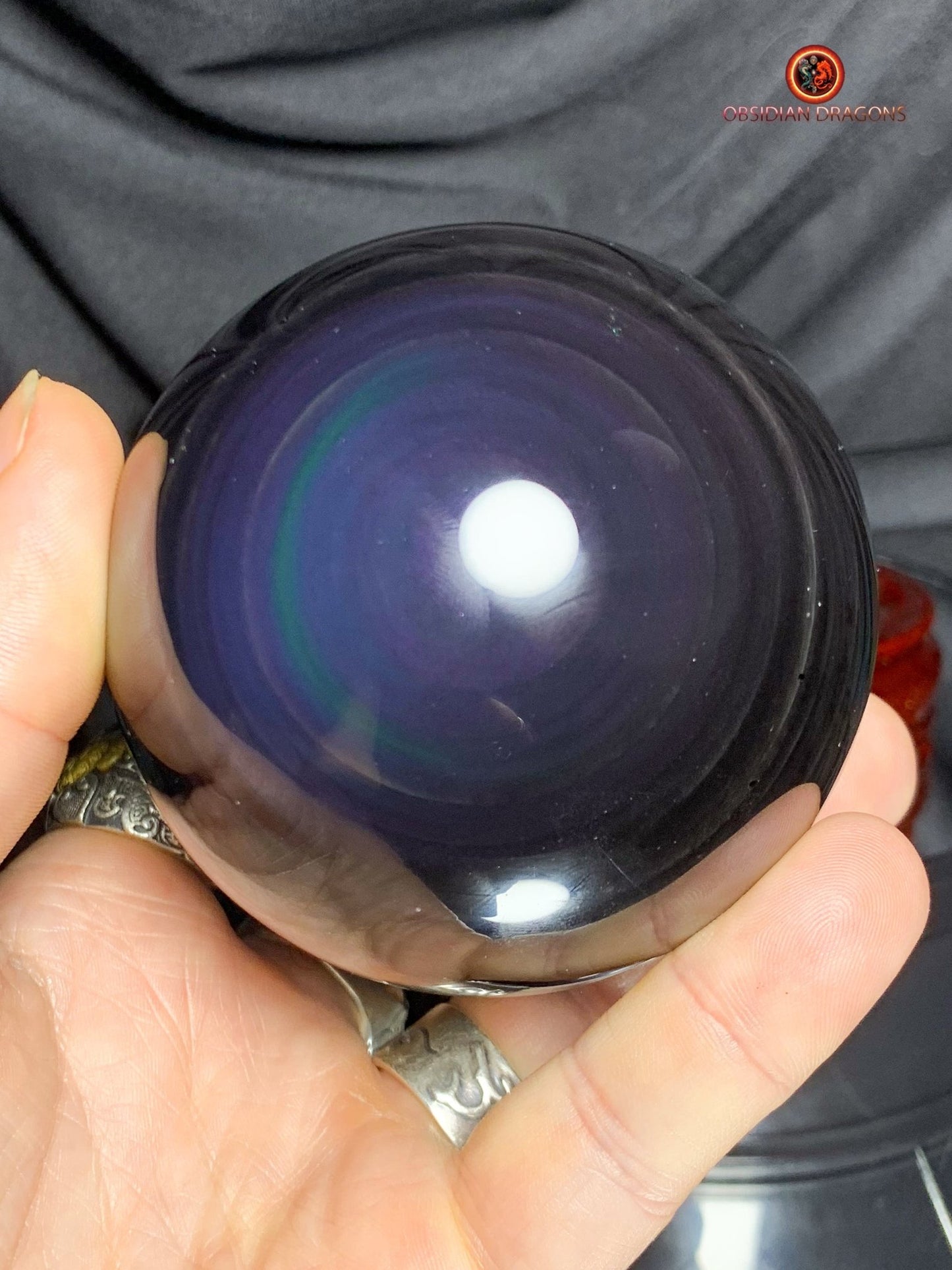 Sphère en Obsidienne œil Céleste- Diamètre 7.96cm- 0.606kg | obsidian dragons