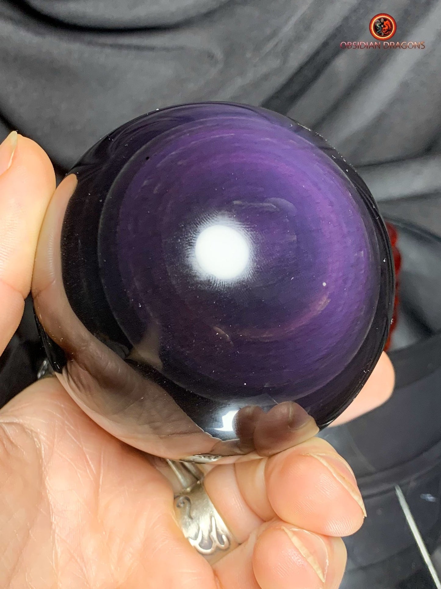 Sphère en Obsidienne œil Céleste- Diamètre 7.96cm- 0.606kg | obsidian dragons