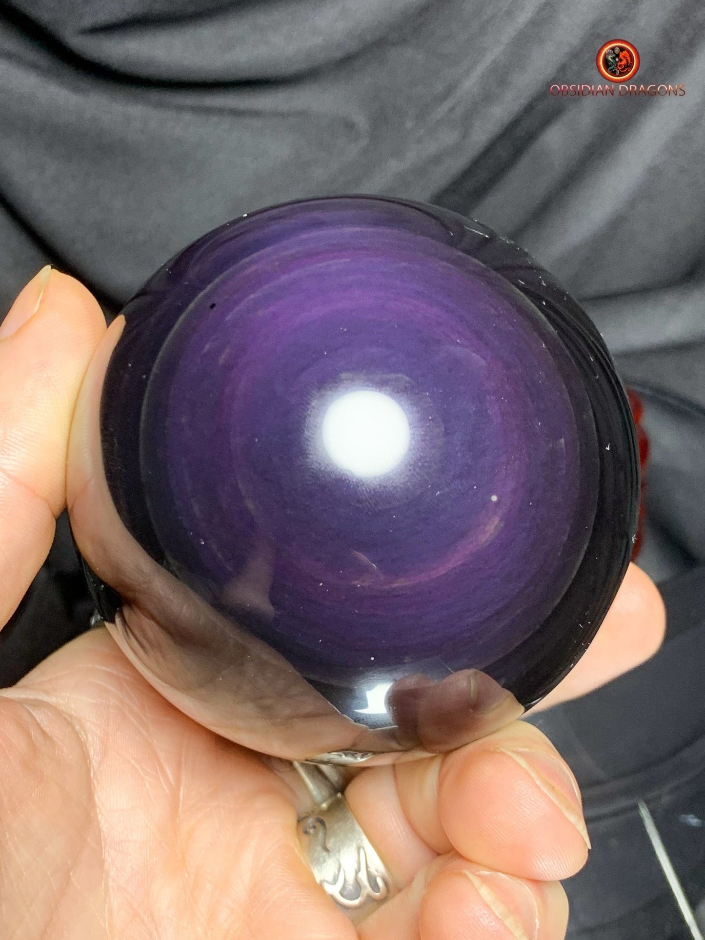 Sphère en Obsidienne œil Céleste- Diamètre 7.96cm- 0.606kg | obsidian dragons