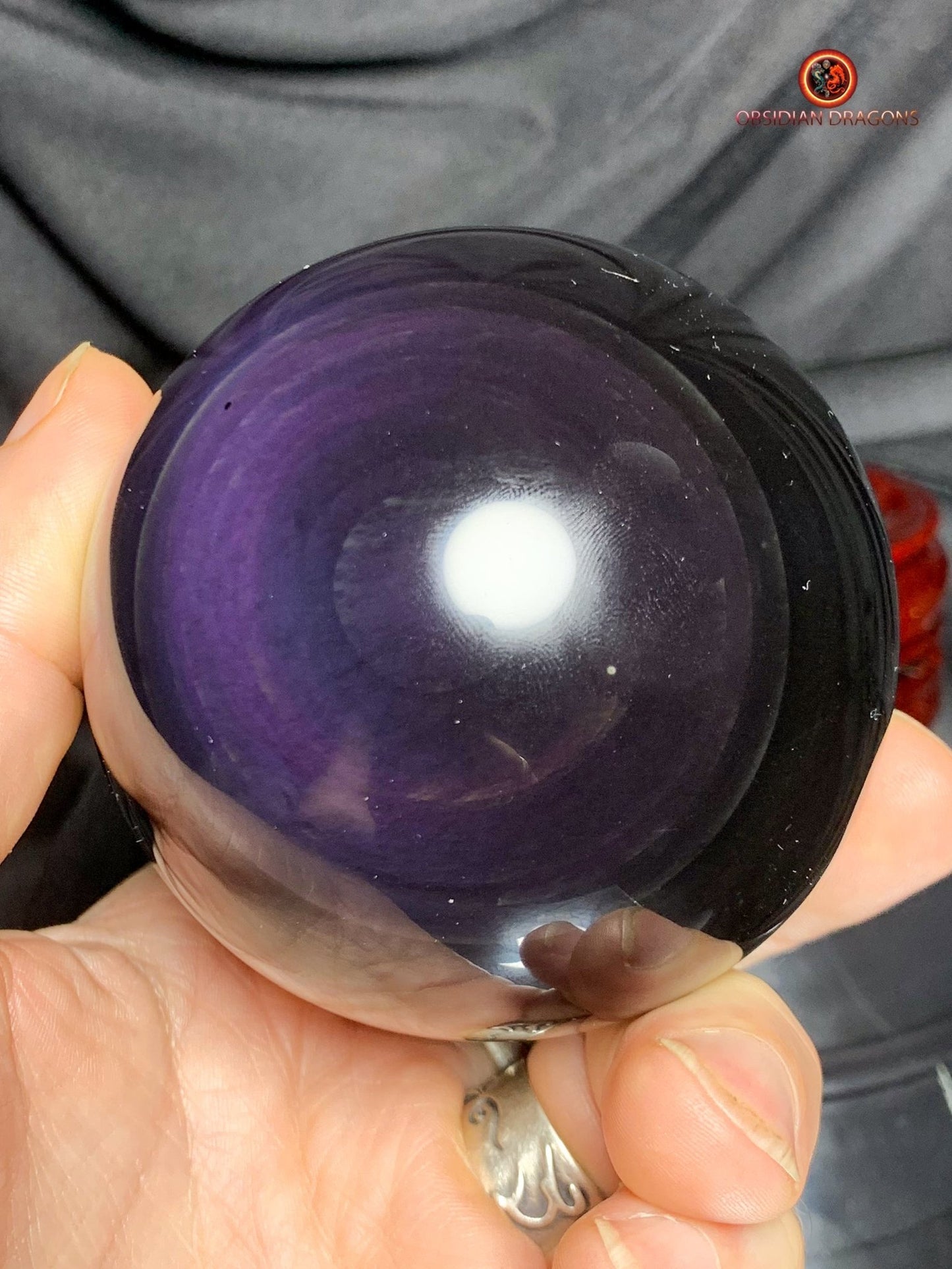 Sphère en Obsidienne œil Céleste- Diamètre 7.96cm- 0.606kg | obsidian dragons