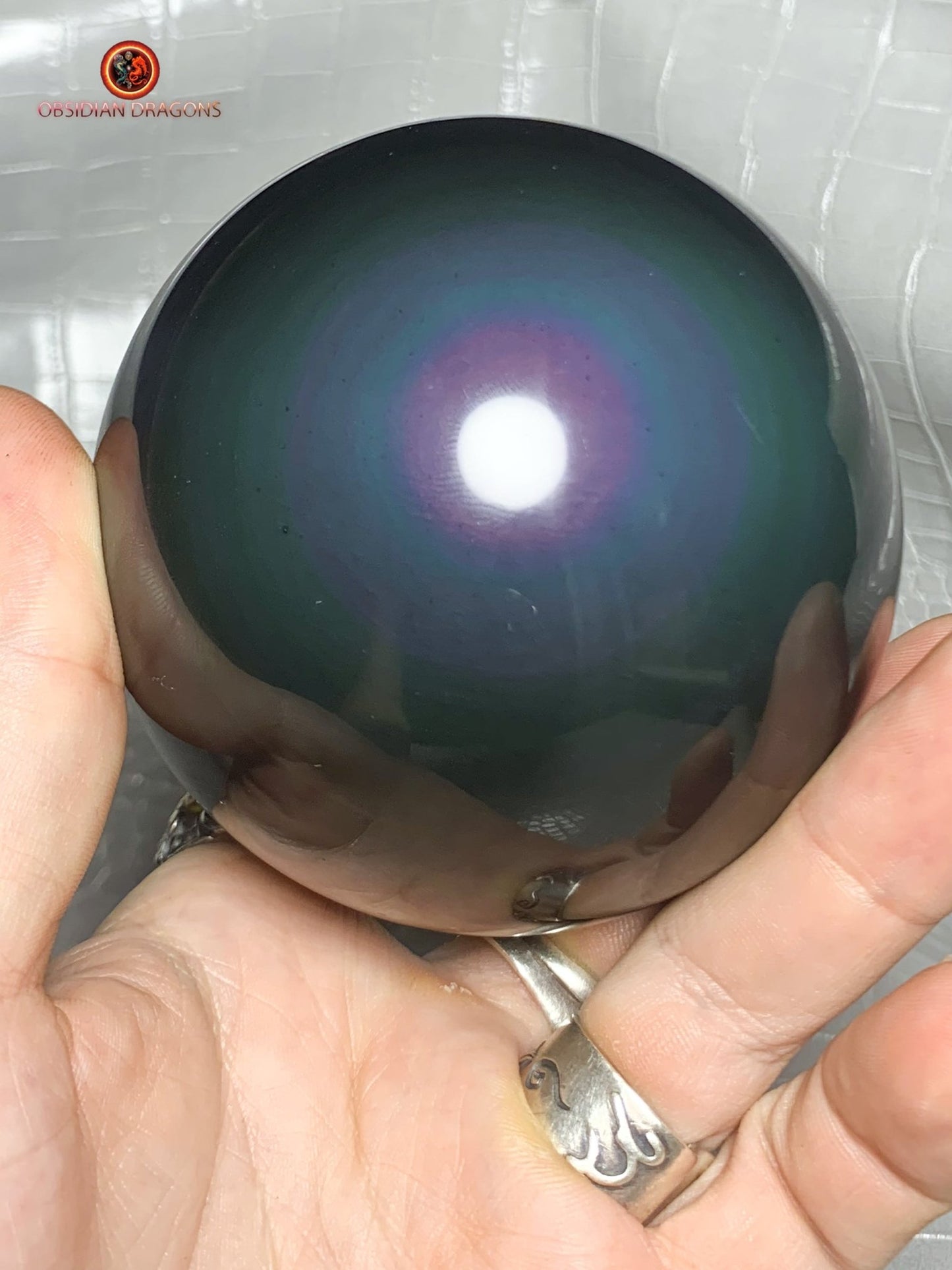 Sphère en obsidienne œil céleste rare et exceptionnelle | obsidian dragons