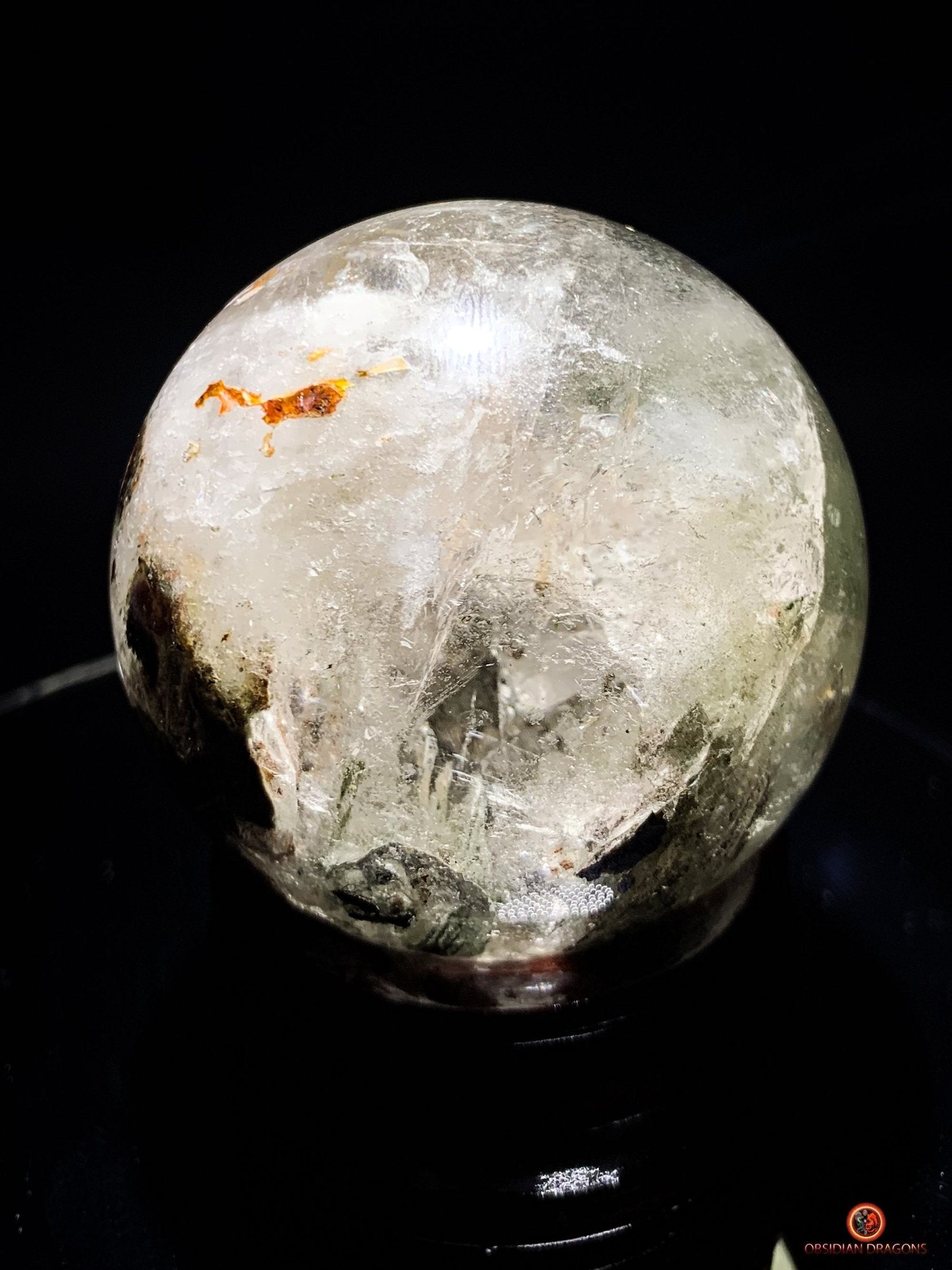 Sphère en Quartz Chlorite - boule de cristal - cristal naturel | obsidian dragons