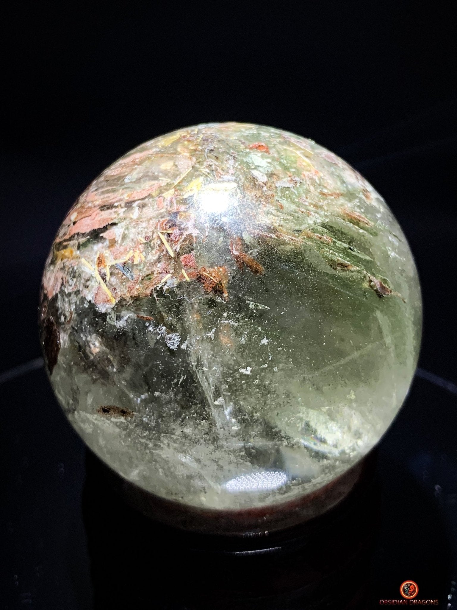 Sphère en Quartz Chlorite - boule de cristal - cristal naturel | obsidian dragons