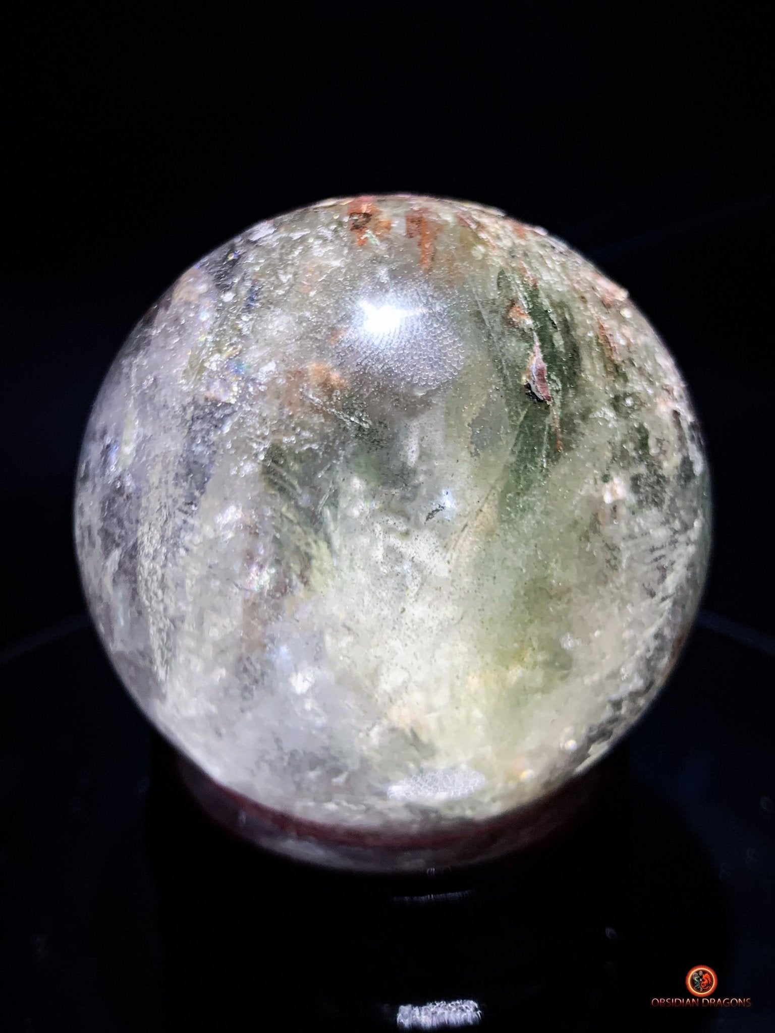 Sphère en Quartz Chlorite - boule de cristal - cristal naturel | obsidian dragons
