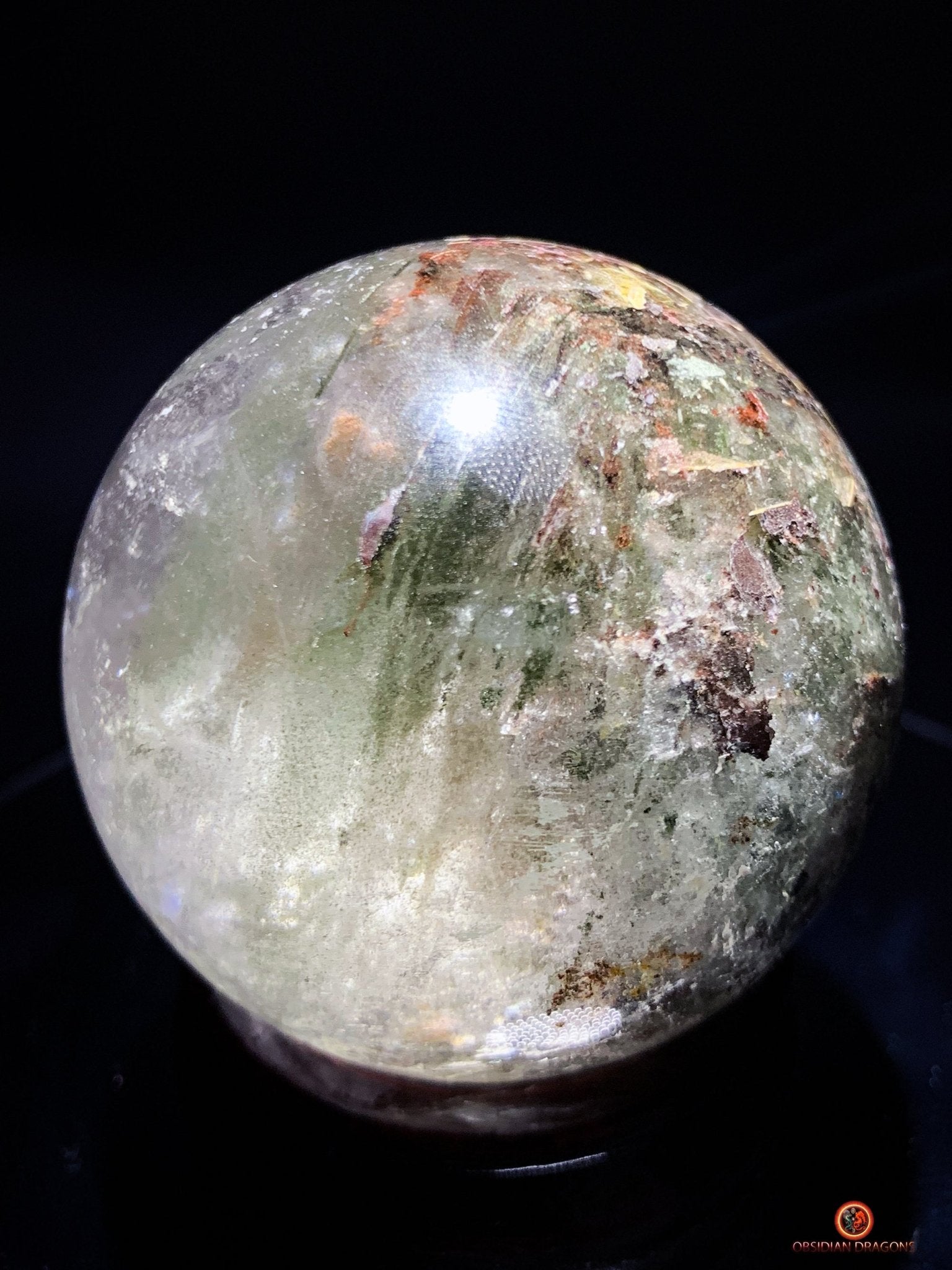 Sphère en Quartz Chlorite - boule de cristal - cristal naturel | obsidian dragons
