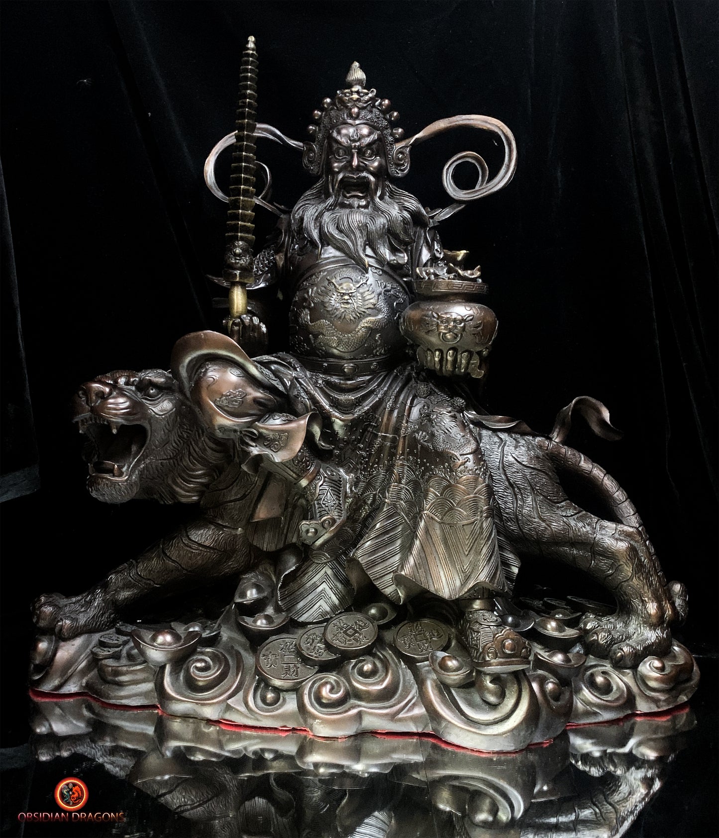 Statue de Zhao Gongming en bronze - Richesse et Protection | obsidian dragons
