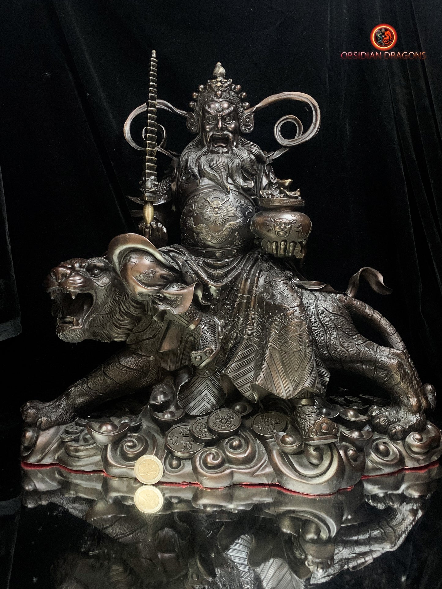 Statue de Zhao Gongming en bronze - Richesse et Protection | obsidian dragons