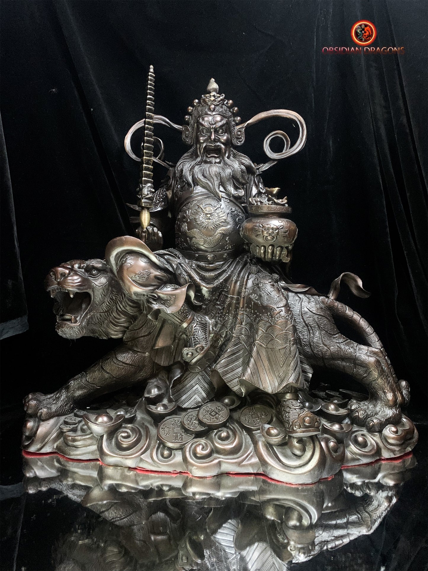 Statue de Zhao Gongming en bronze - Richesse et Protection | obsidian dragons