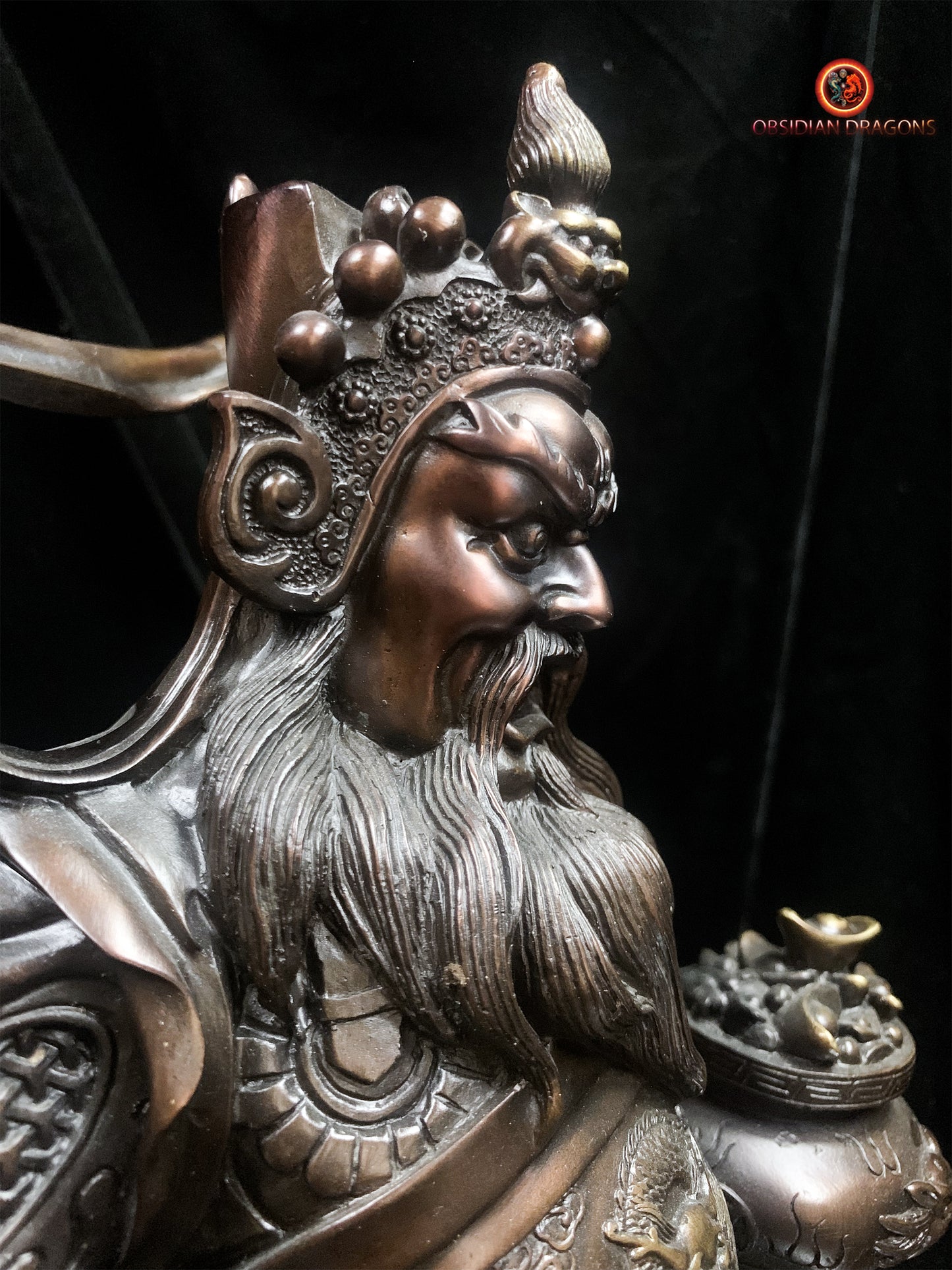 Statue de Zhao Gongming en bronze - Richesse et Protection | obsidian dragons