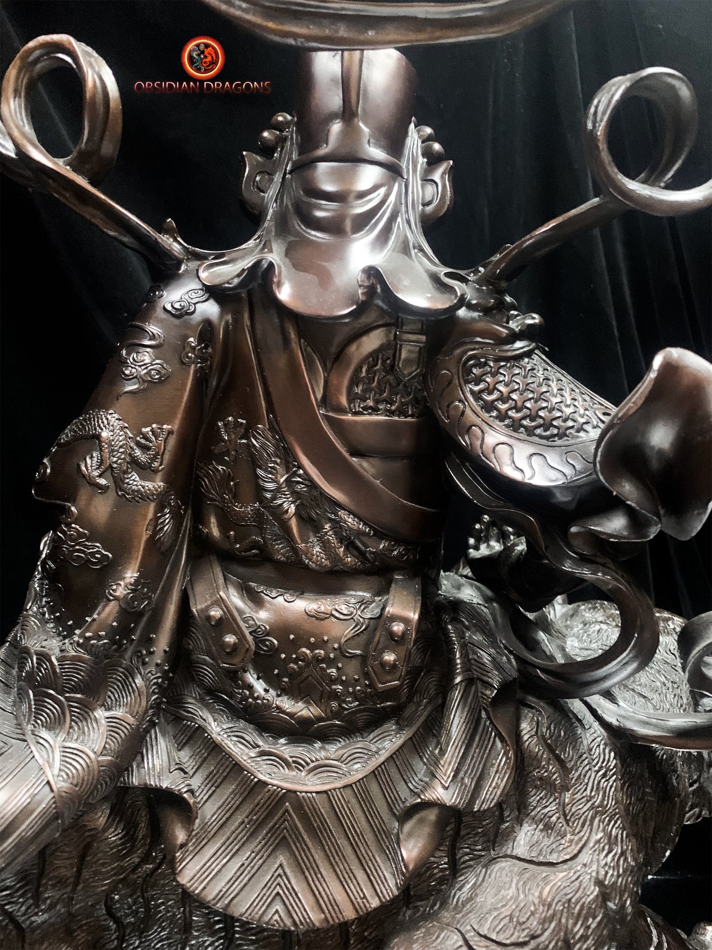 Statue de Zhao Gongming en bronze - Richesse et Protection | obsidian dragons