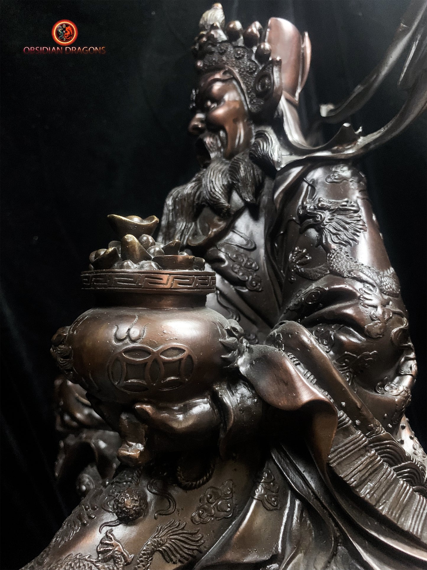 Statue de Zhao Gongming en bronze - Richesse et Protection | obsidian dragons