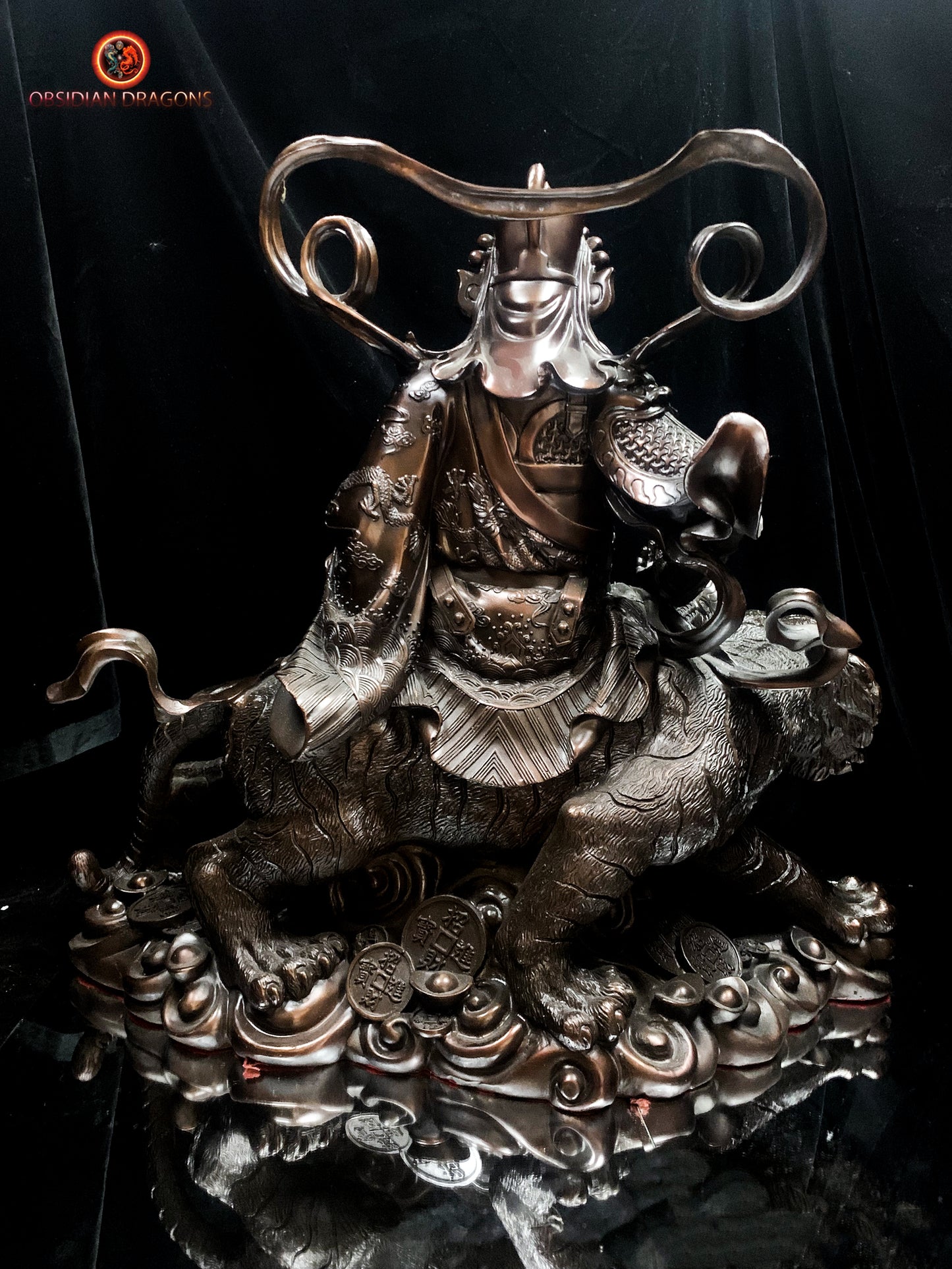 Statue de Zhao Gongming en bronze - Richesse et Protection | obsidian dragons