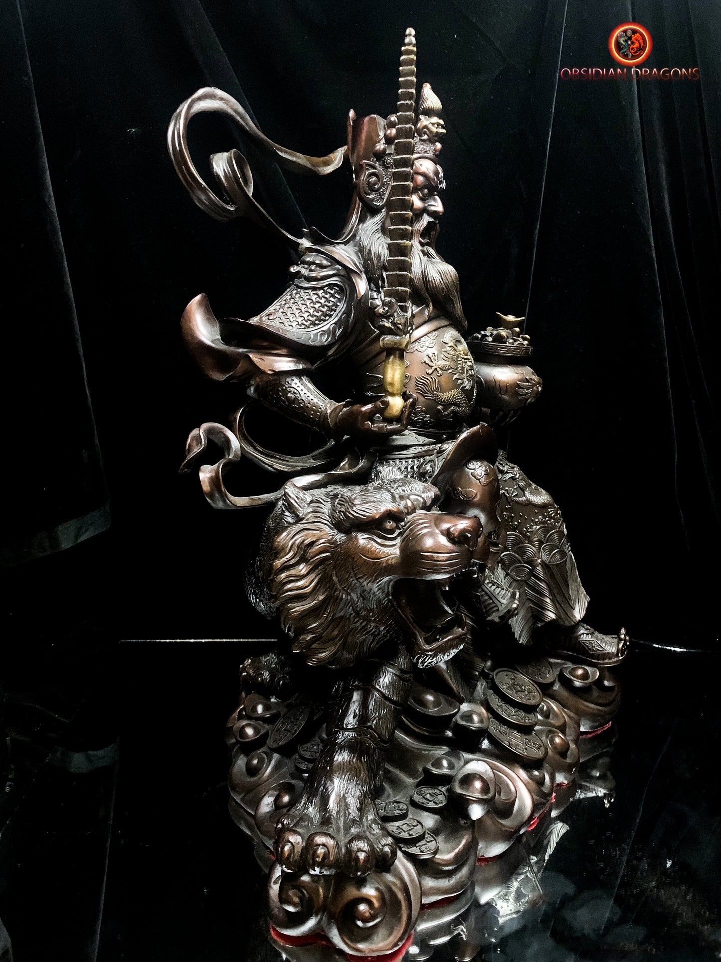 Statue de Zhao Gongming en bronze - Richesse et Protection | obsidian dragons