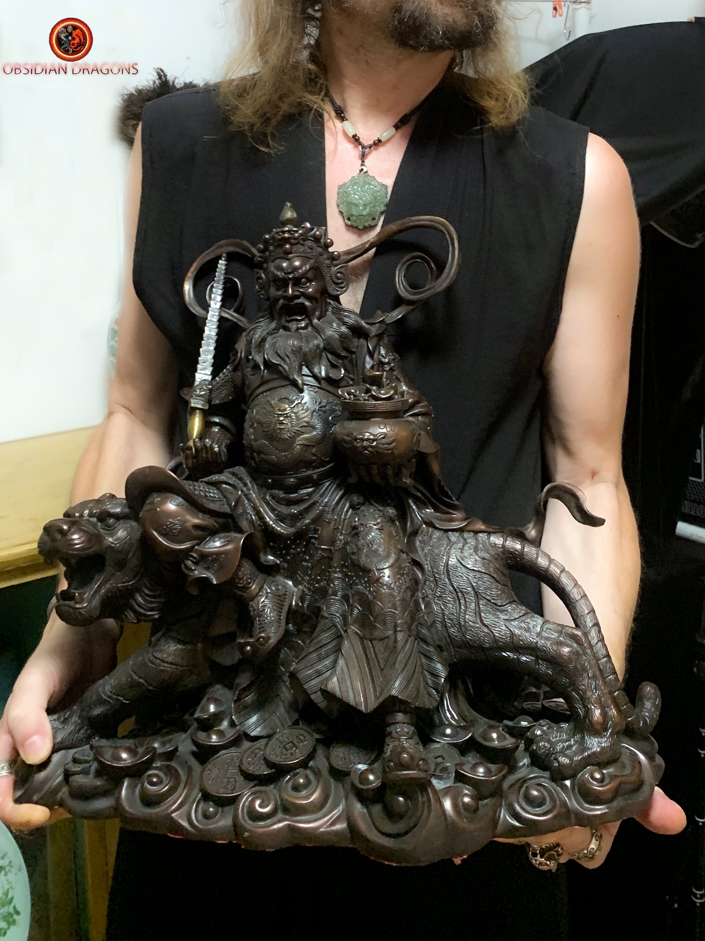 Statue de Zhao Gongming en bronze - Richesse et Protection | obsidian dragons