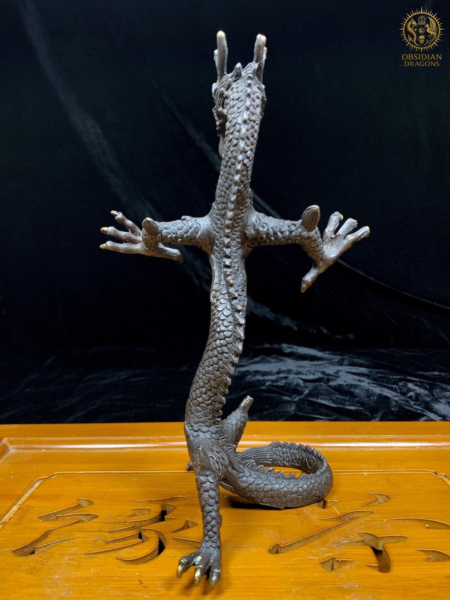 Statuette Dragon Chinois en Bronze - Statuette Feng Shui | obsidian dragons